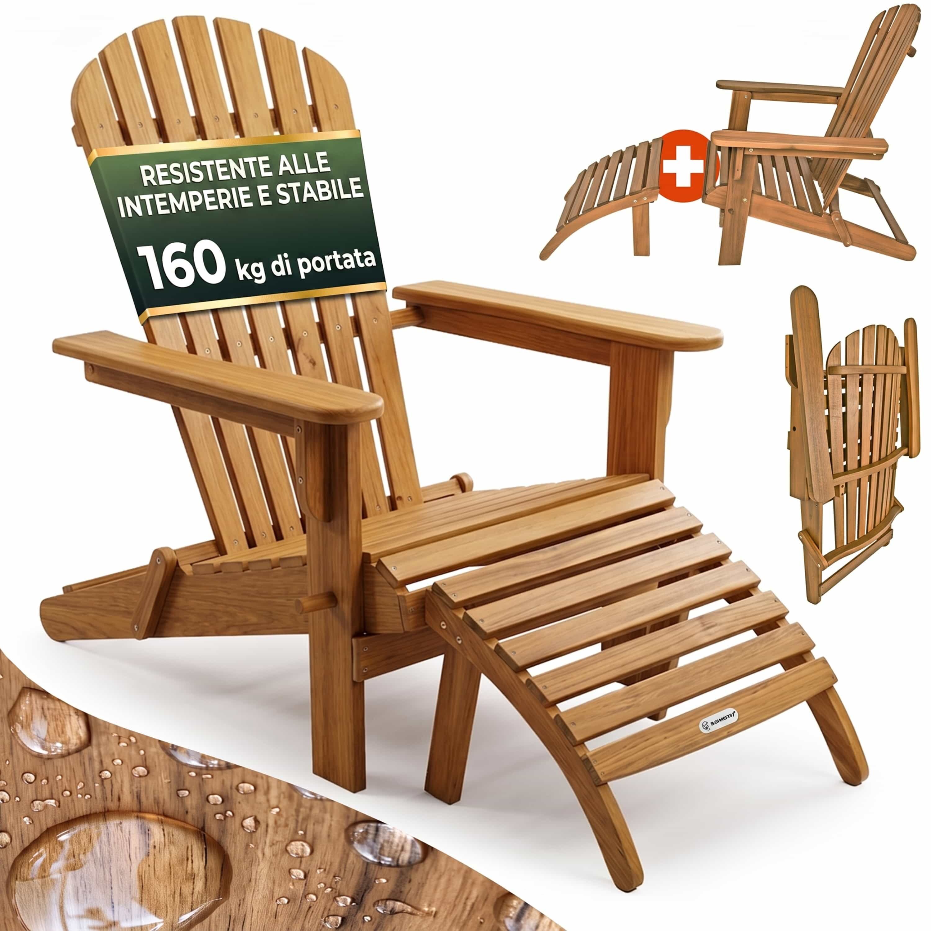 Sonnenstuhl Adirondack Akazienholz inkl Fußstütze