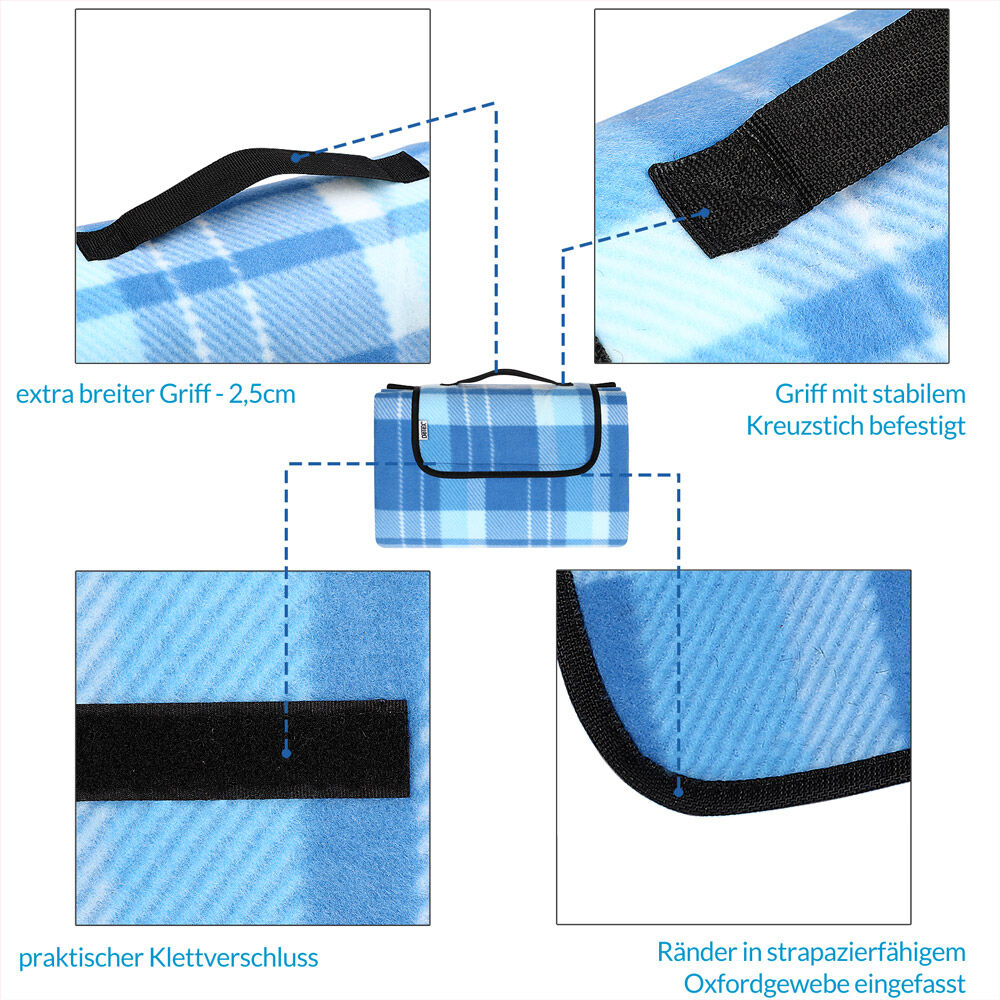 Picknickdecke Blau/Weiß 1,95x1,5m