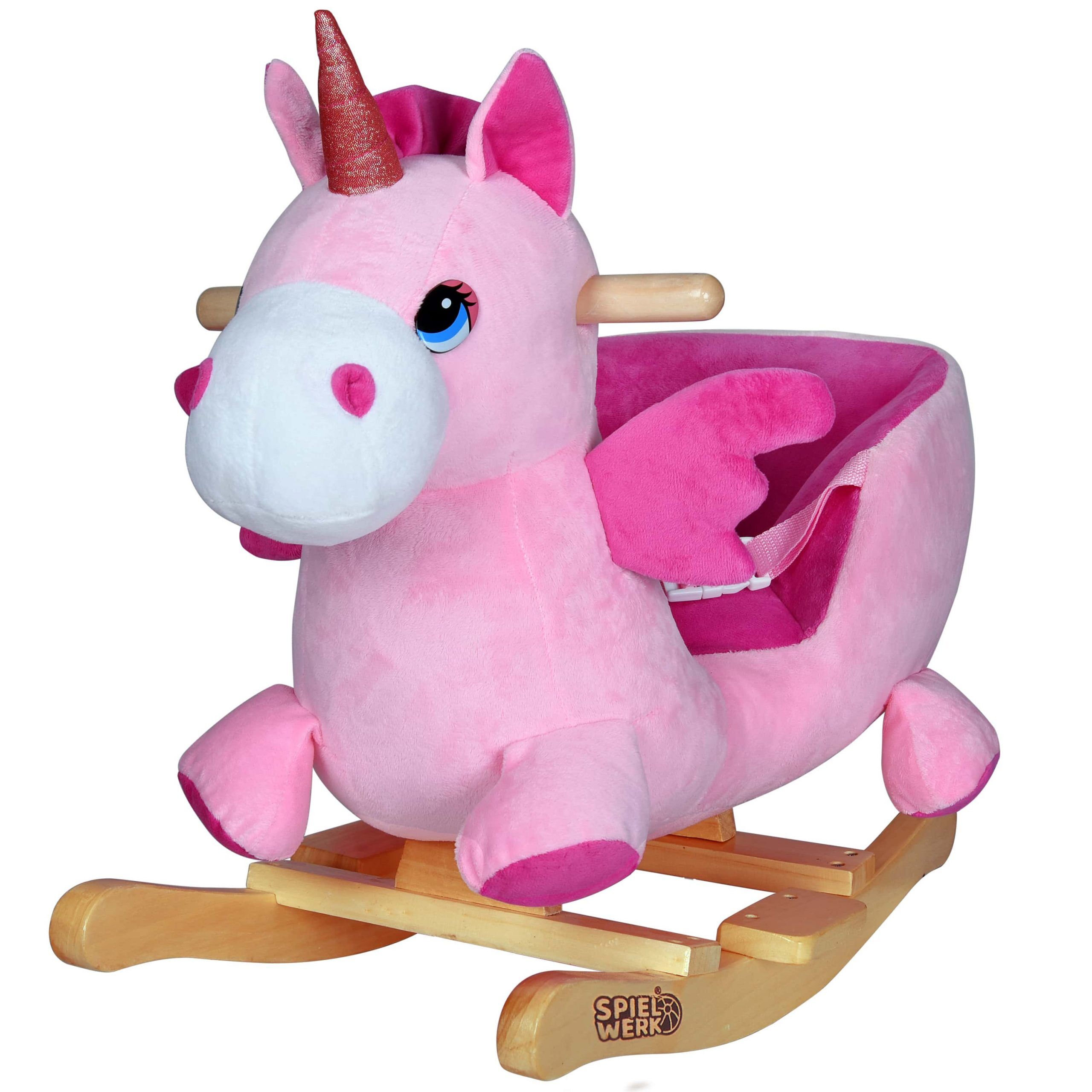 Schaukeltier Einhorn Rosa mit Sicherheitsgurt