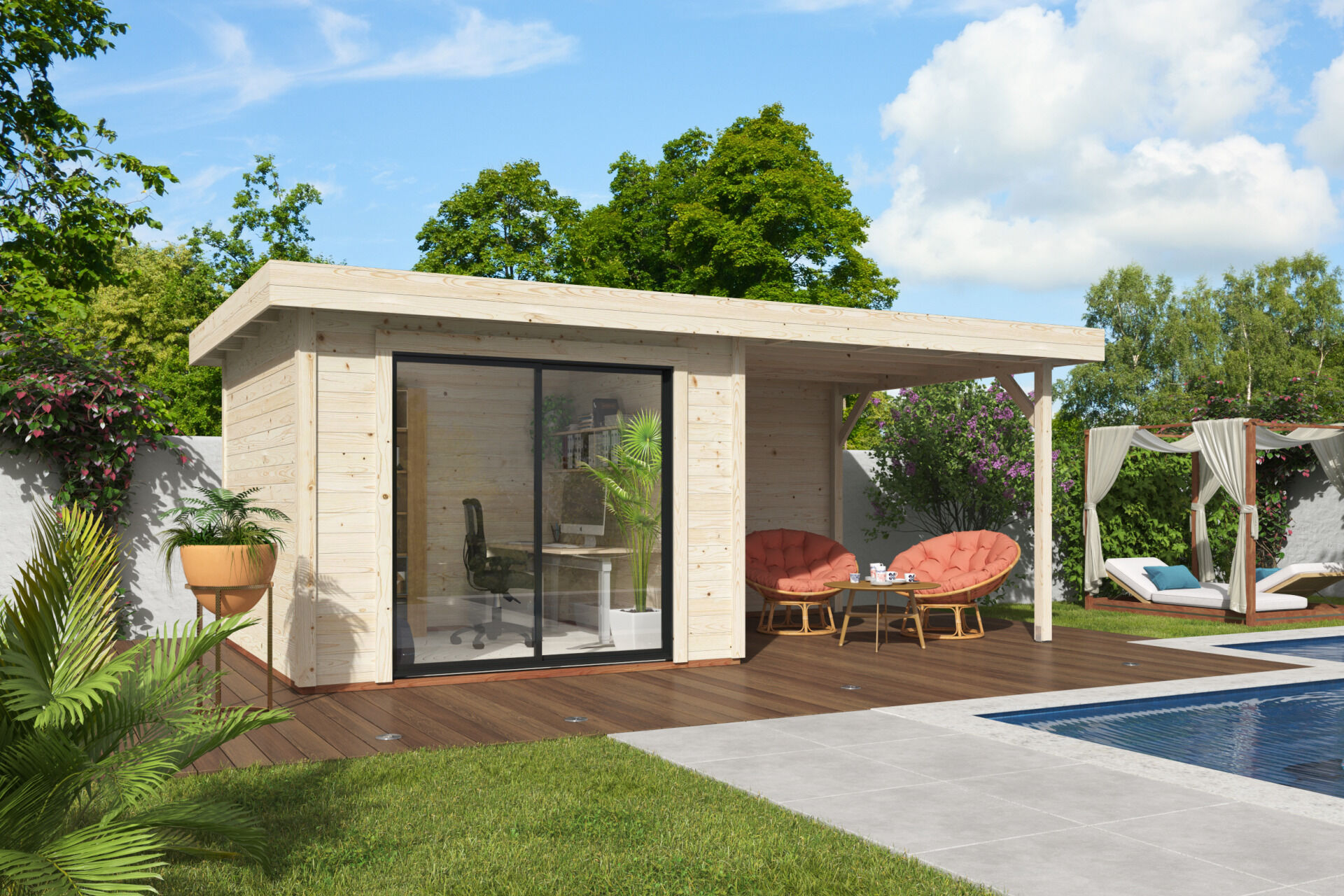 Flachdach Gartenhaus Aktion 45 Plus