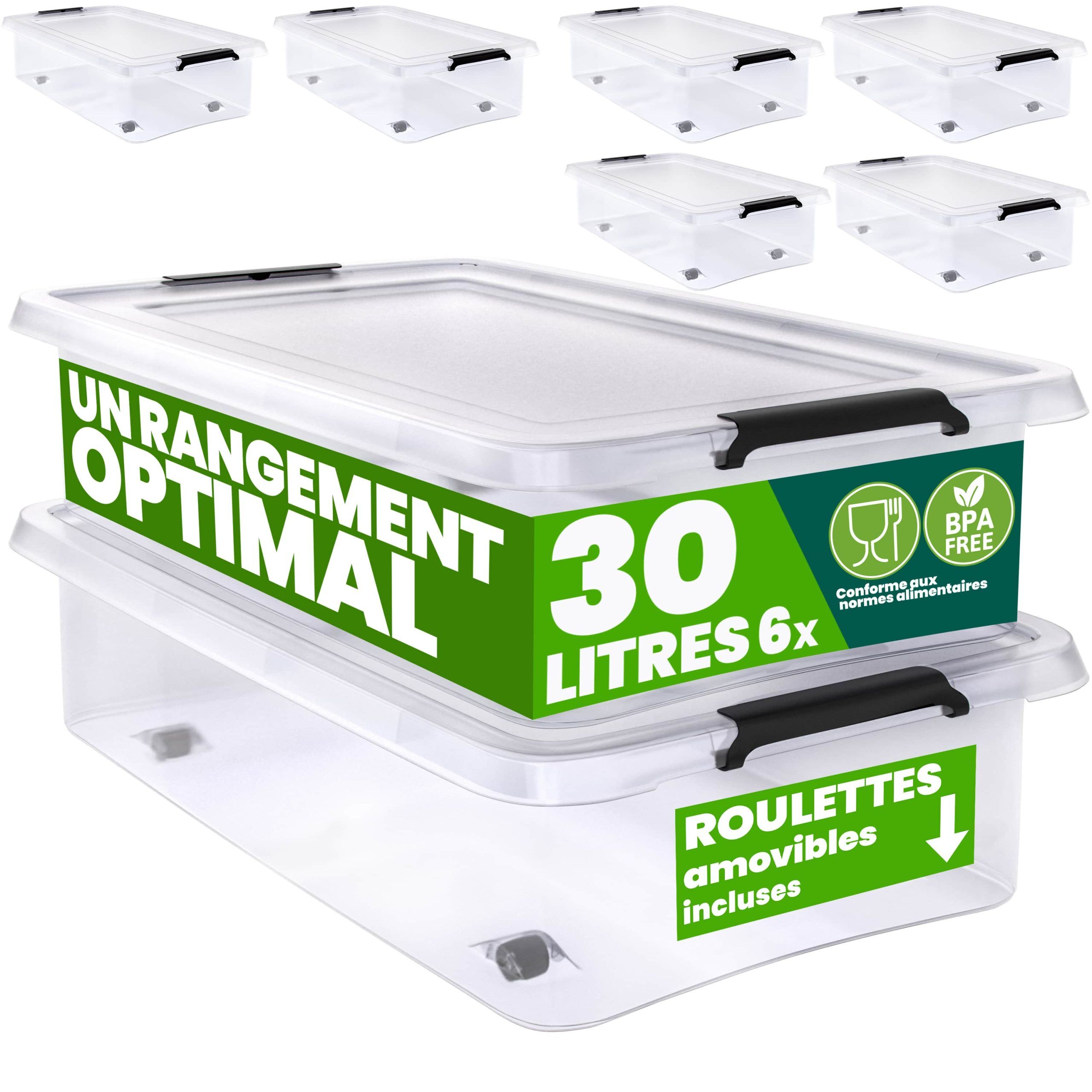 Aufbewahrungsbox 6er-Set Transparent 60x40x17cm 30L stapelbar