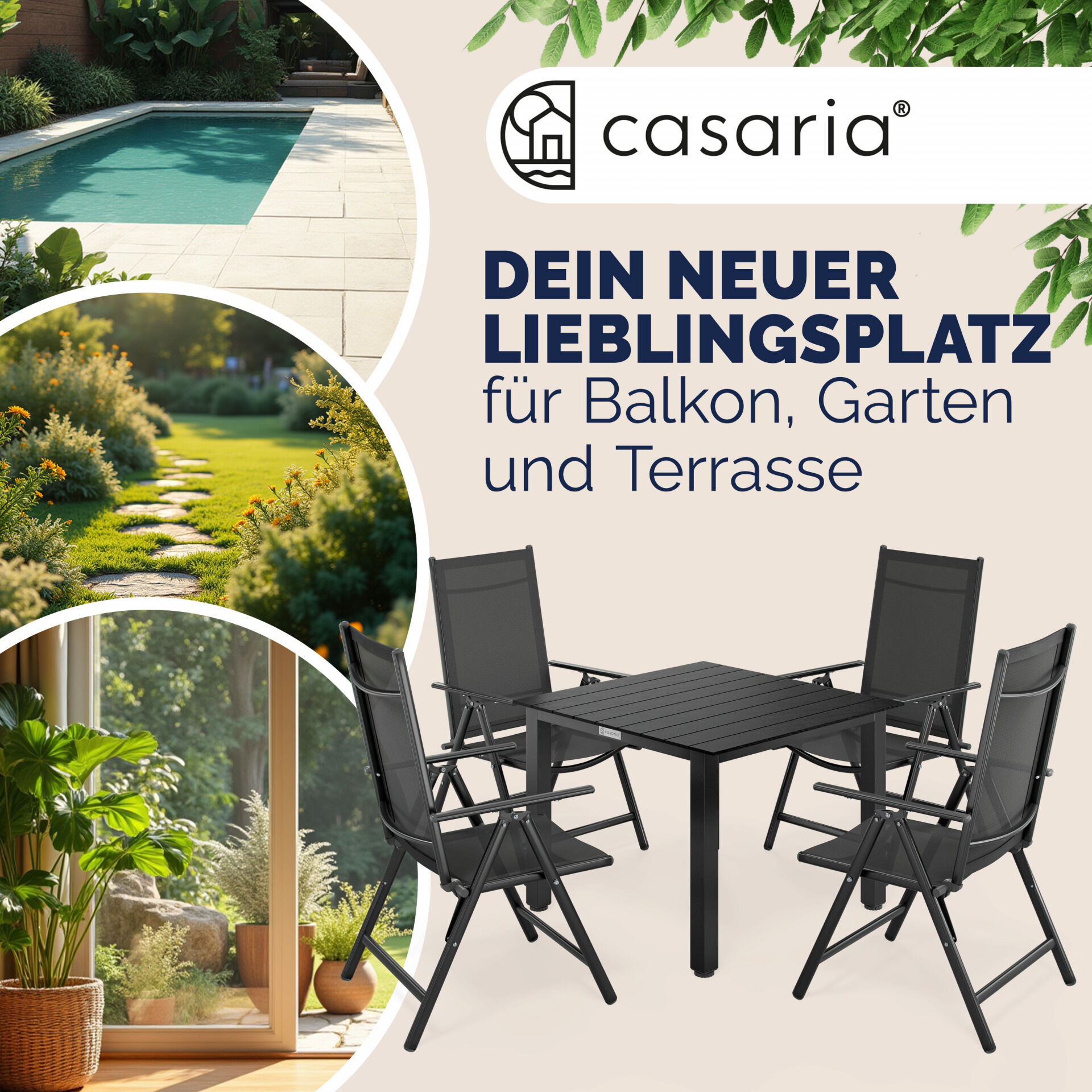 Garten-Sitzgruppe Bern 5-tlg Anthrazit Alu WPC Tischplatte