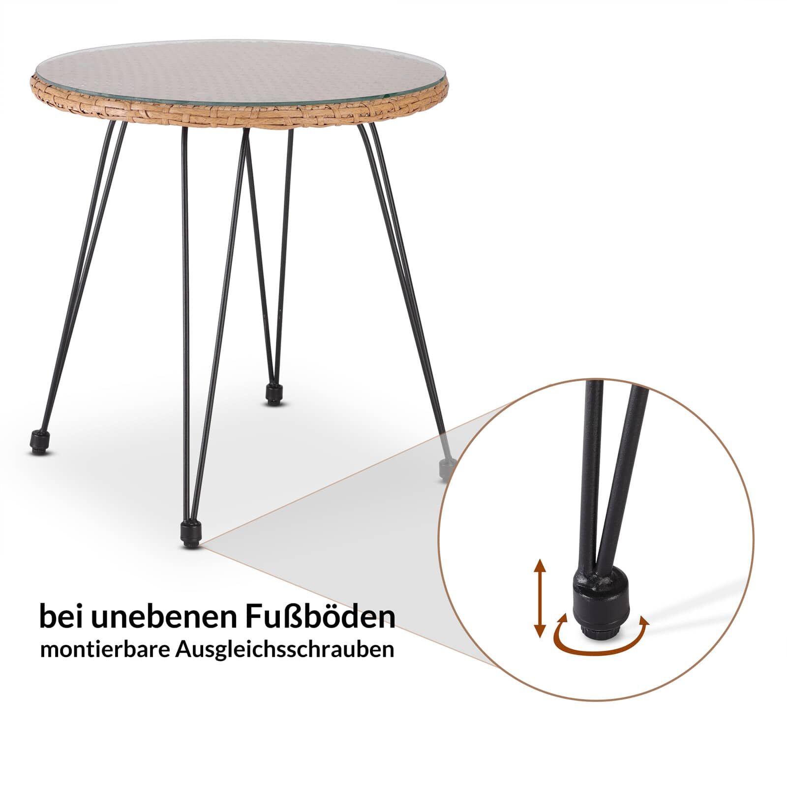 Polyrattan Garten-Sitzgruppe Bali 3-tlg Natur/Schwarz