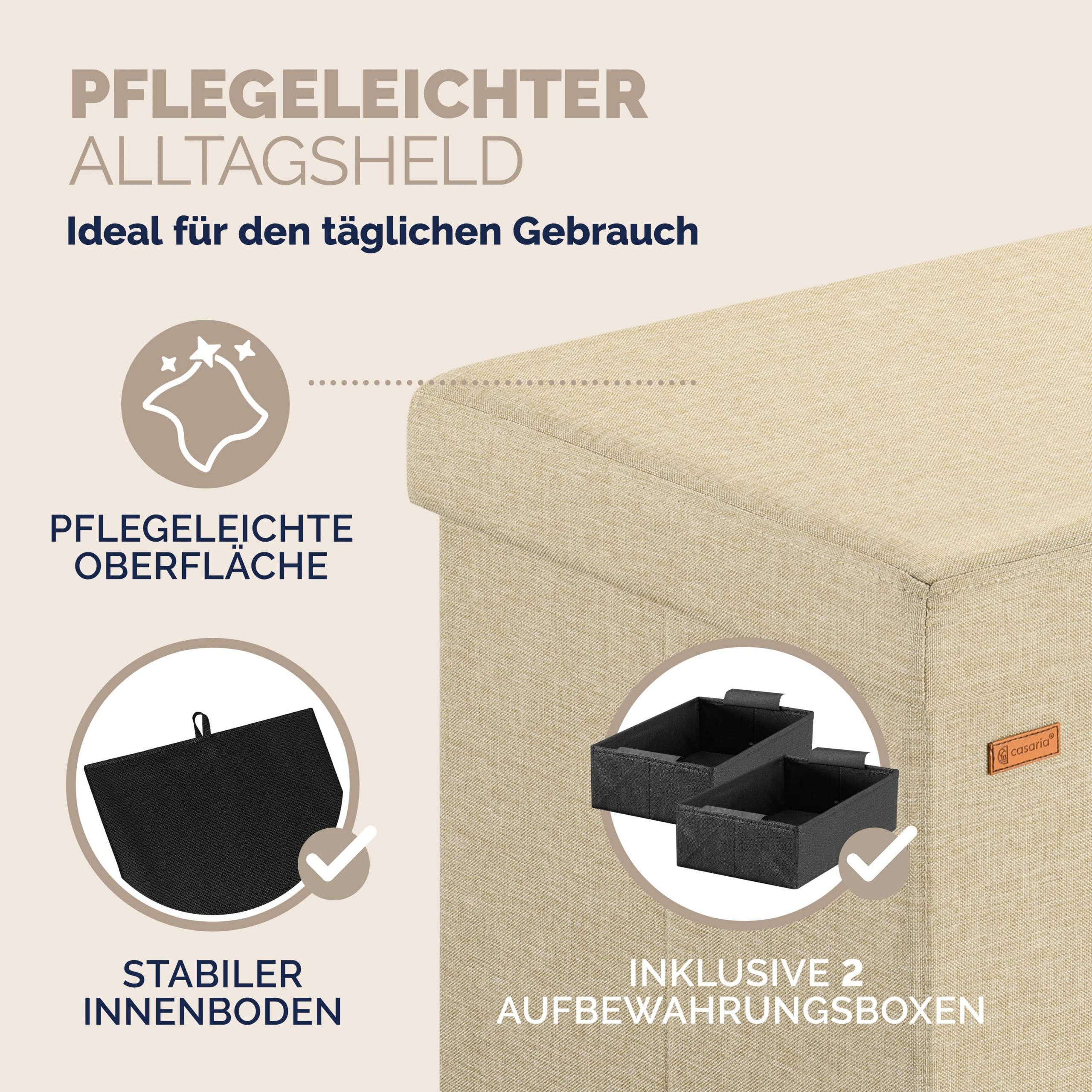 Sitzbank Beige 115x38x38cm mit Klappdeckel