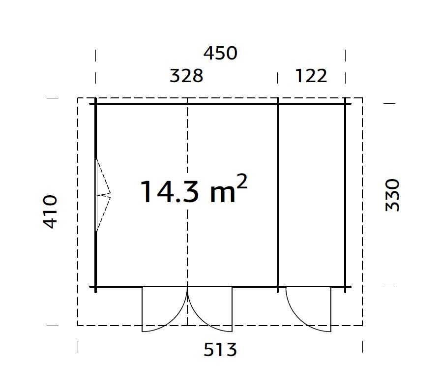 Grundriss Palmako Gartenhaus Emma 14,2 m²