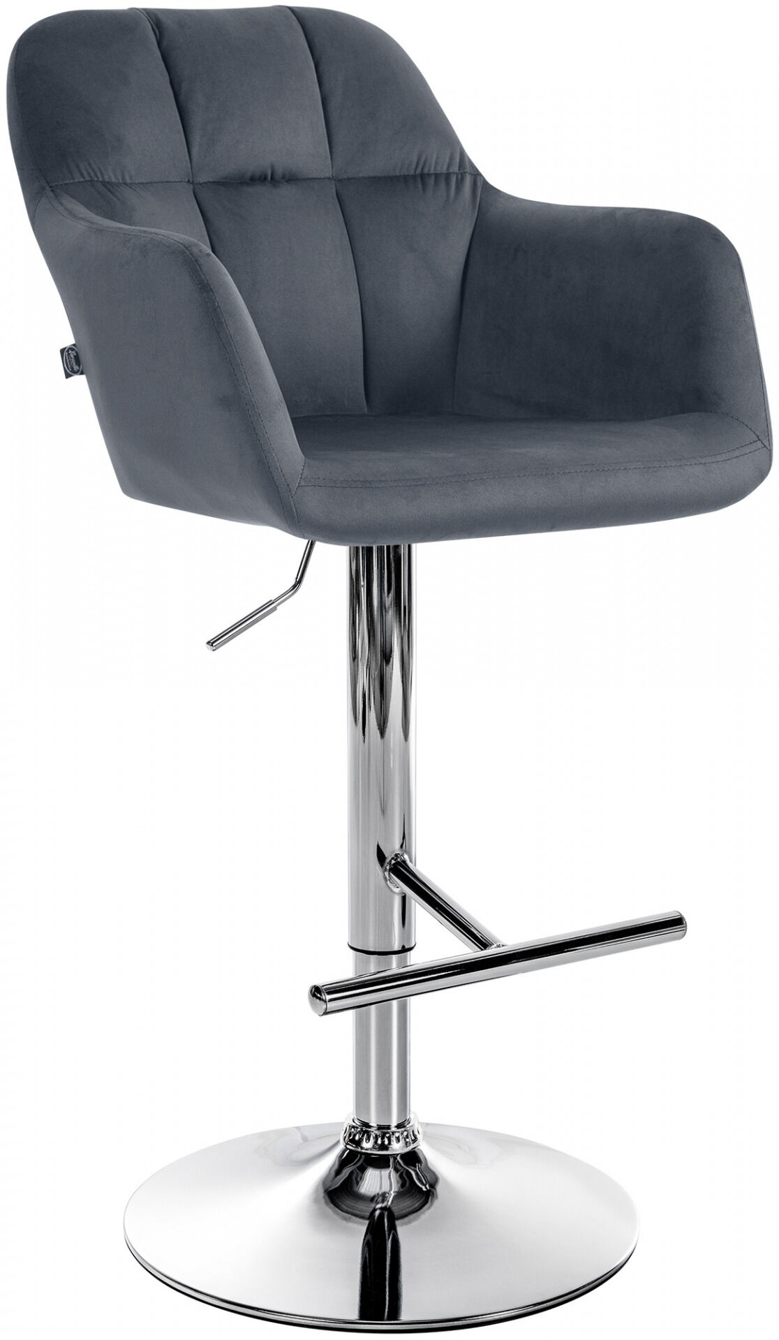 Barhocker Natoma Samt chrom, dunkelgrau