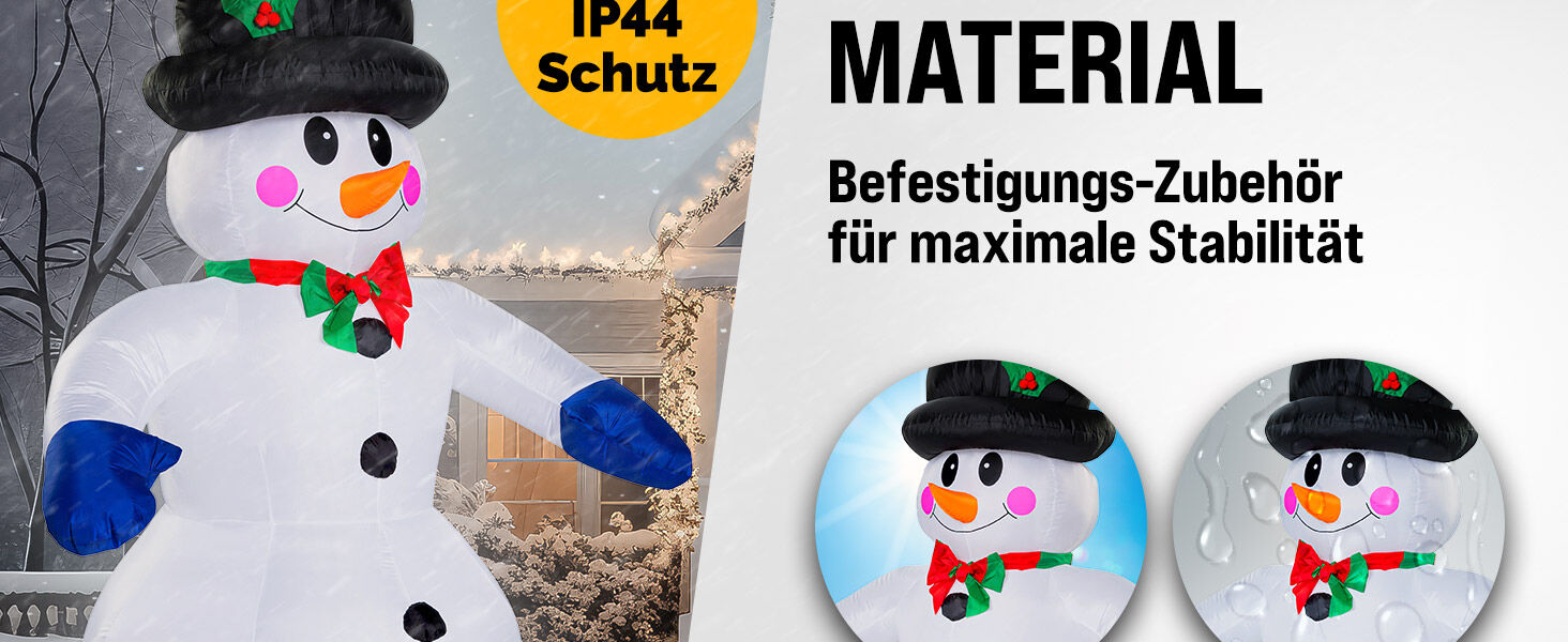 Aufblasbare Weihnachtsdeko Schneemann mit 20 LEDs