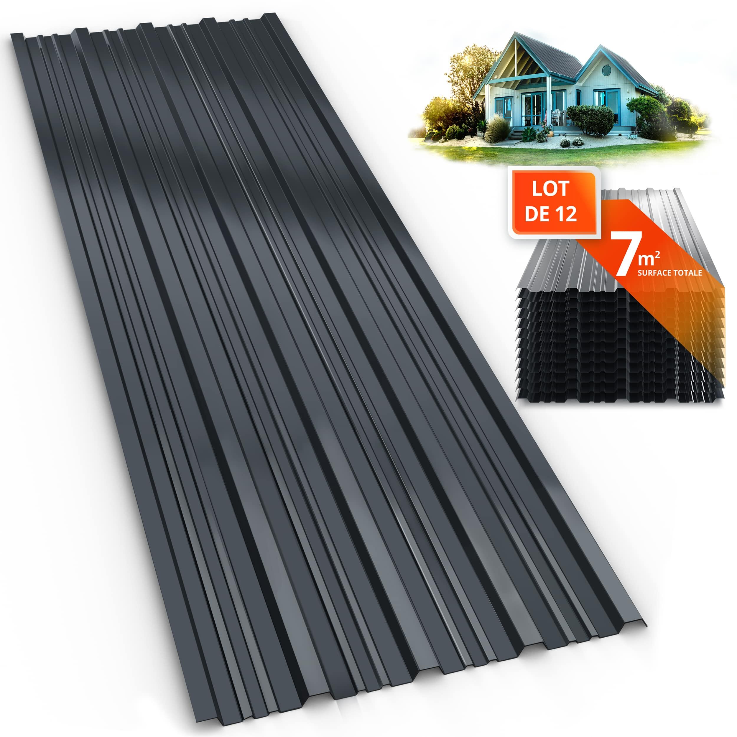 Trapezblech 12er Set Anthrazit 129x46cm 7m² verzinkt wetterfest stabil