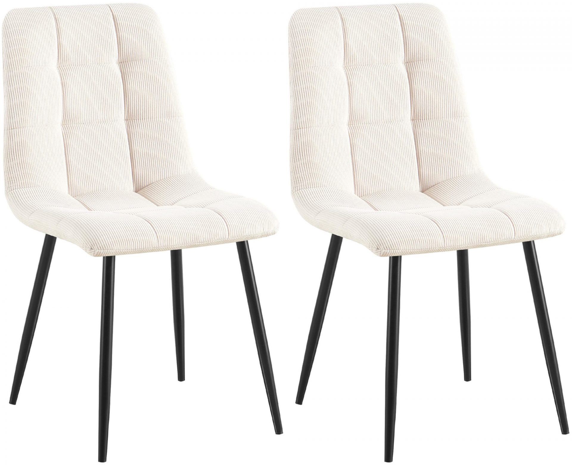 2er Set Esszimmerstuhl Tilde Cord, creme