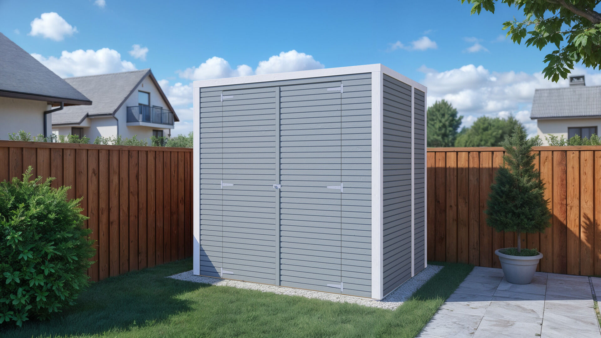 Gerätehaus Holz Box 2 hellgrau 207 x 156 cm