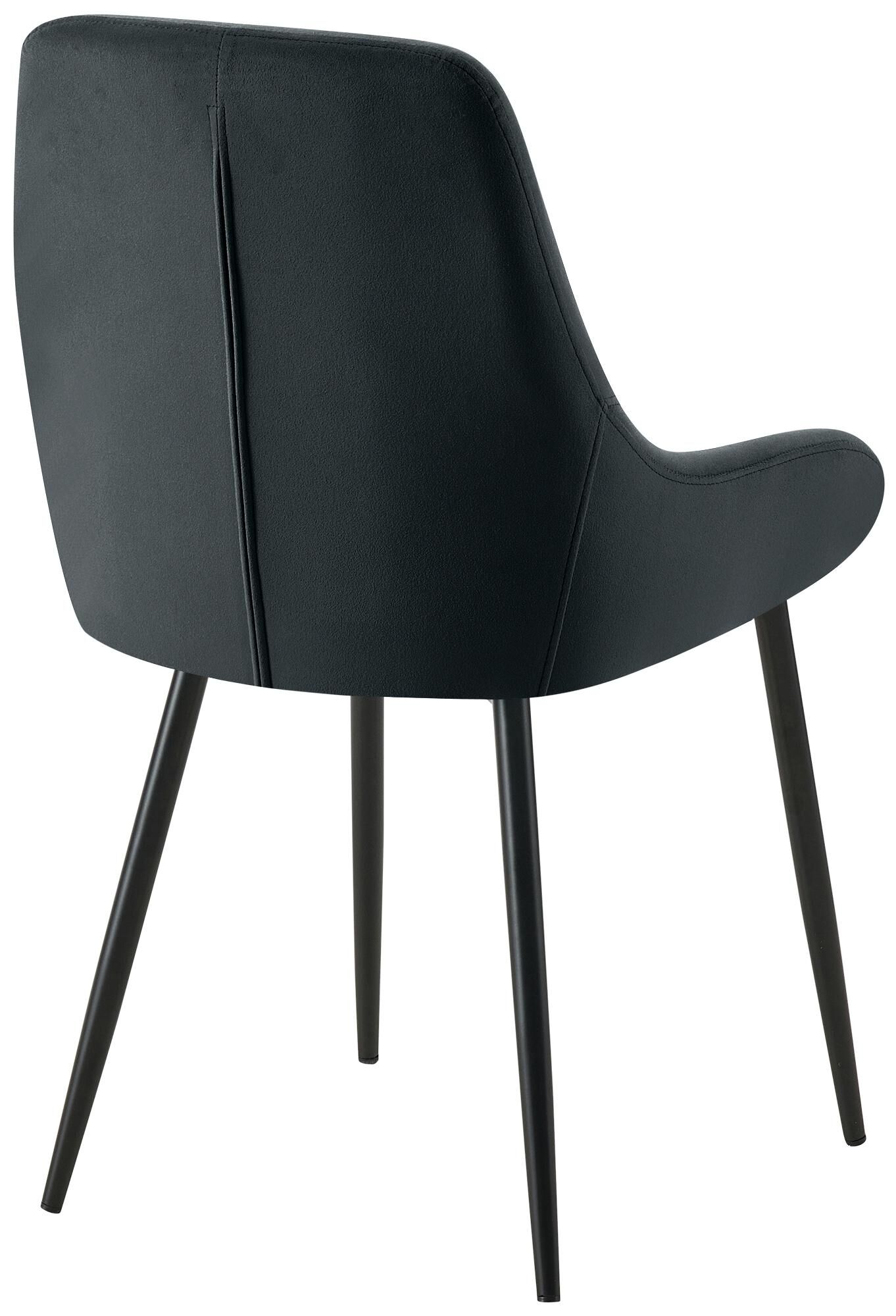 2er Set Esszimmerstuhl Elmira Samt schwarz, schwarz