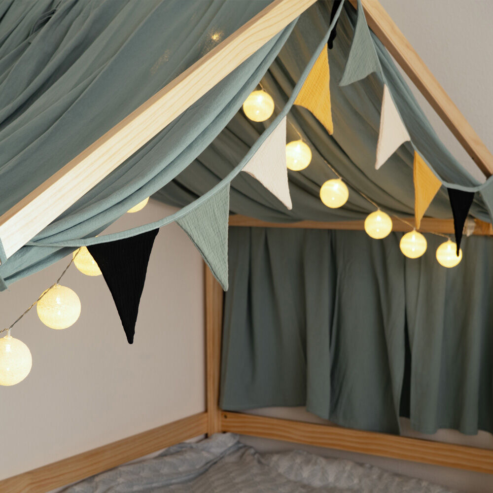 Zweiteiliger Kinderbett Vorhang VELO Khaki