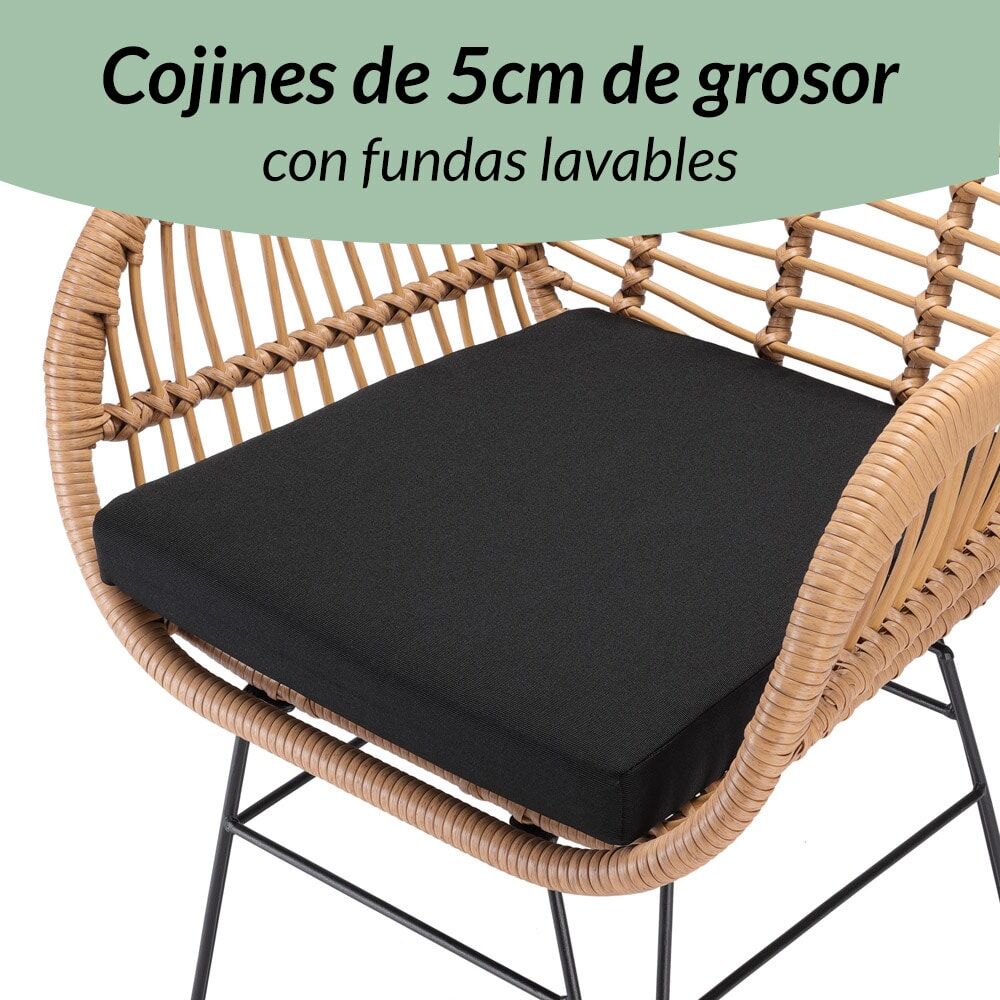 Polyrattan Garten-Sitzgruppe Bali 3-tlg Natur/Schwarz