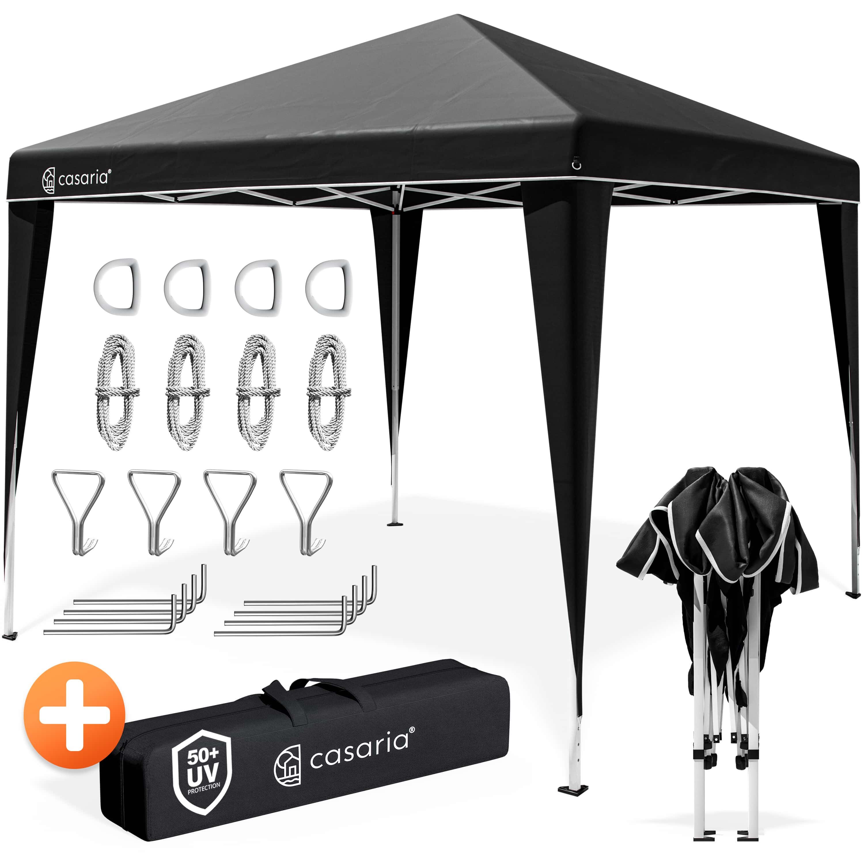 Faltpavillon 3x3m Pop-Up Schwarz Schnellaufbau UV-Schutz 50+ wasserdicht stabil
