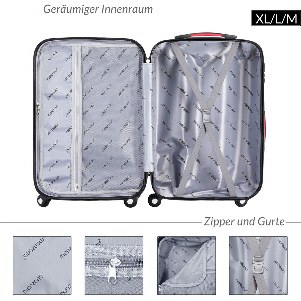 Hartschalenkoffer XL Rollen 360º Reisekoffer 90L Silber ABS