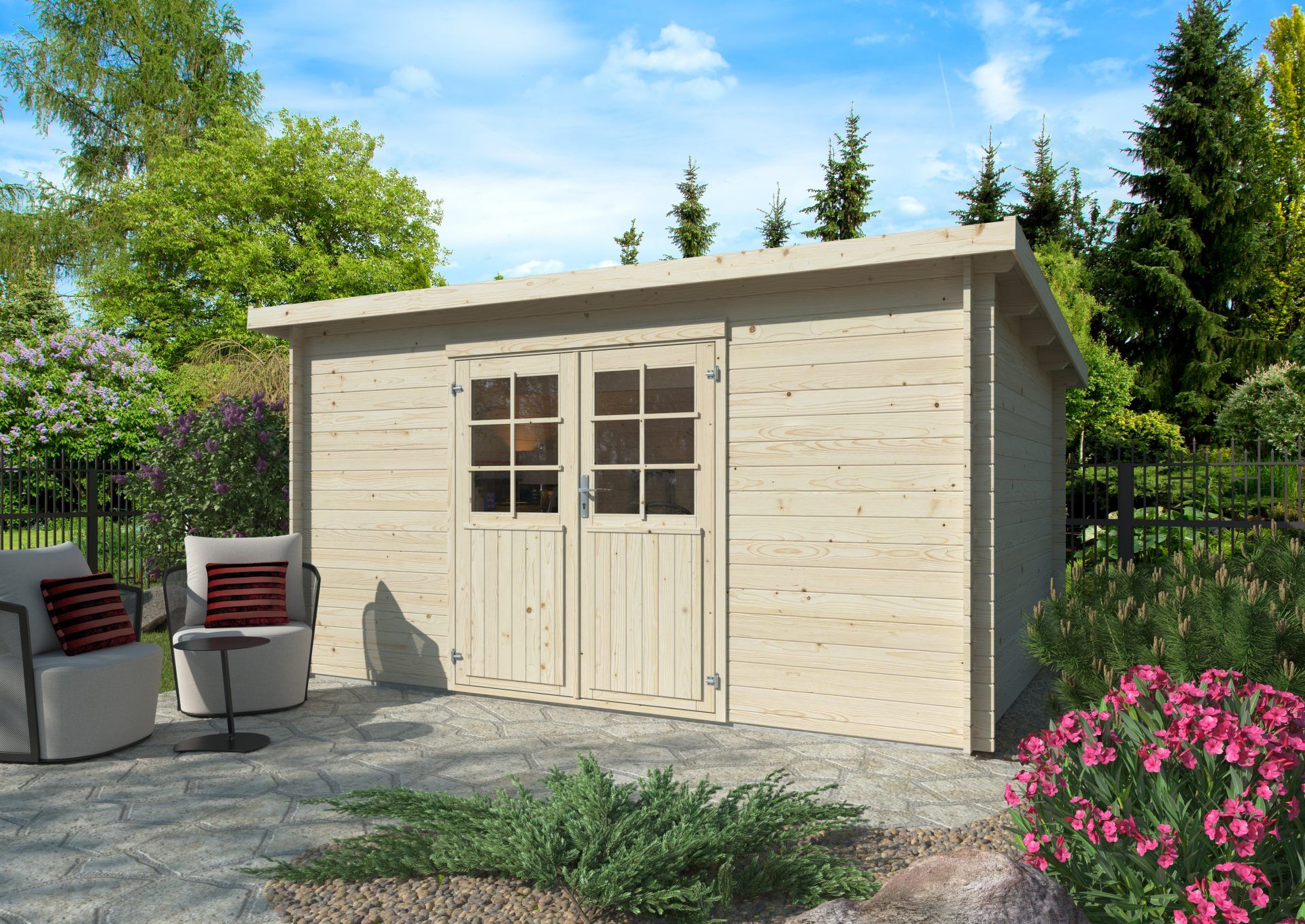Flachdach Gartenhaus Aktion 64, Grundiert braun