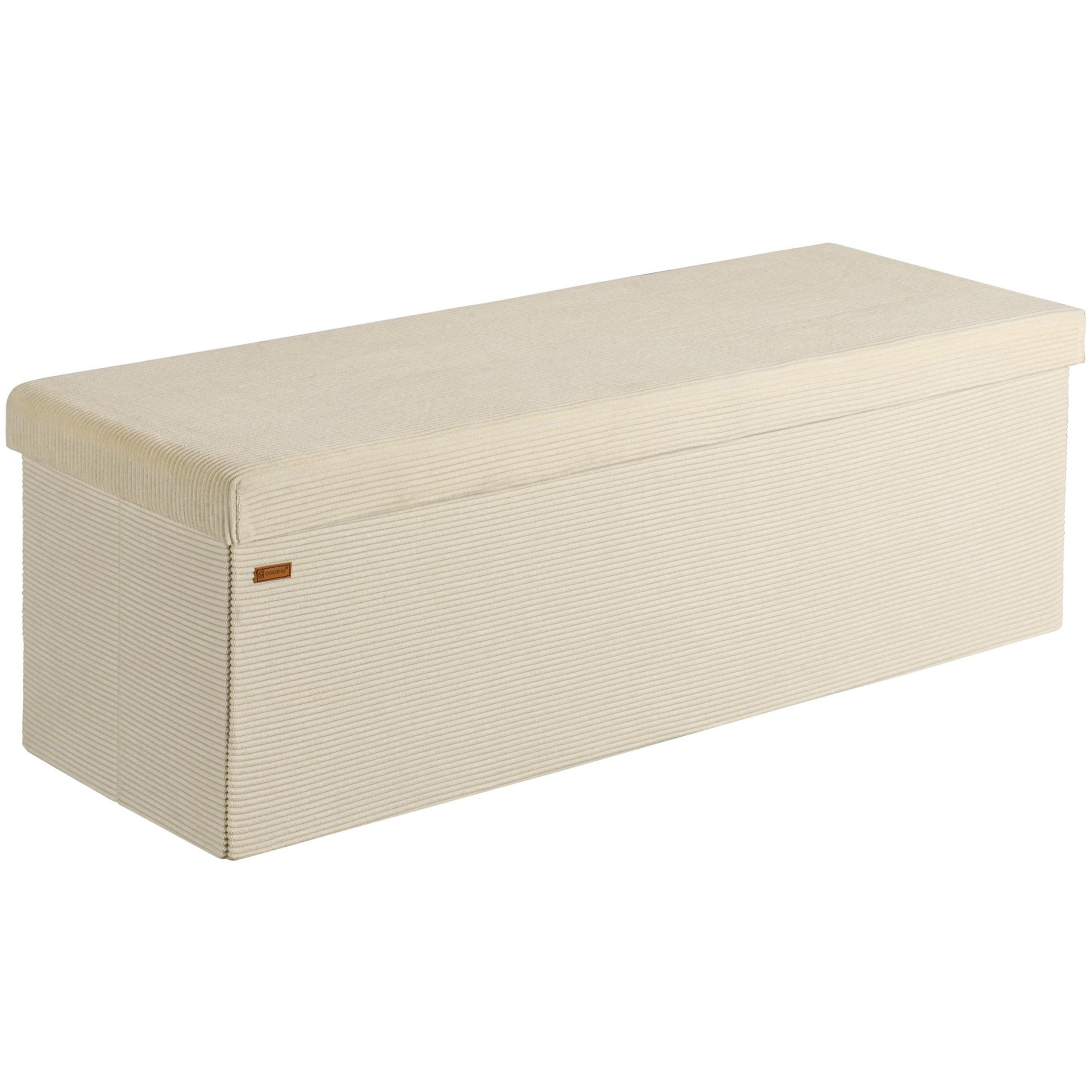 Sitzbank Beige Cord 114x38x38cm MDF faltbar