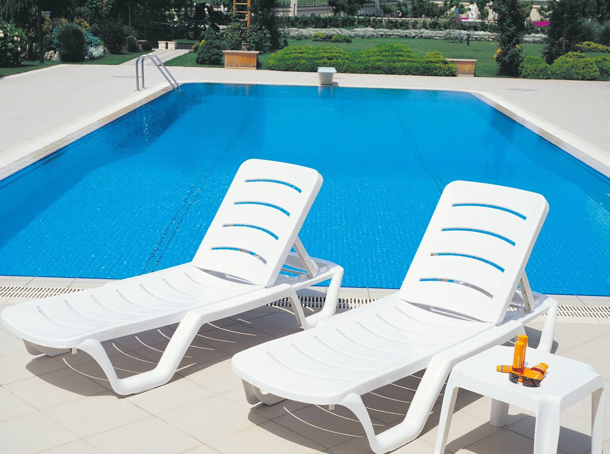 4er Set Sonnenliege Bahama, weiß