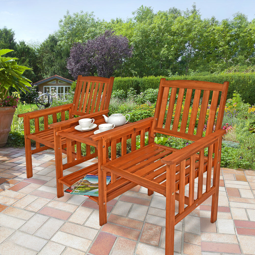 Gartenbank Akazienholz mit Tisch 164x63x91cm