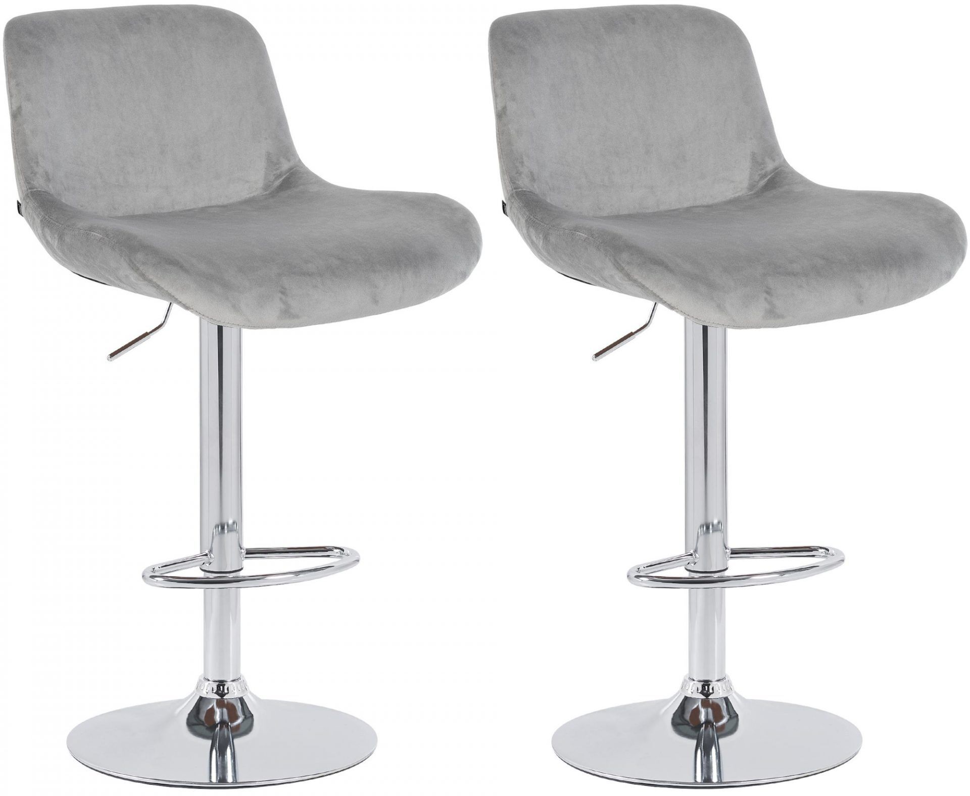2er Set Barhocker Solon Chrom Samt, grau