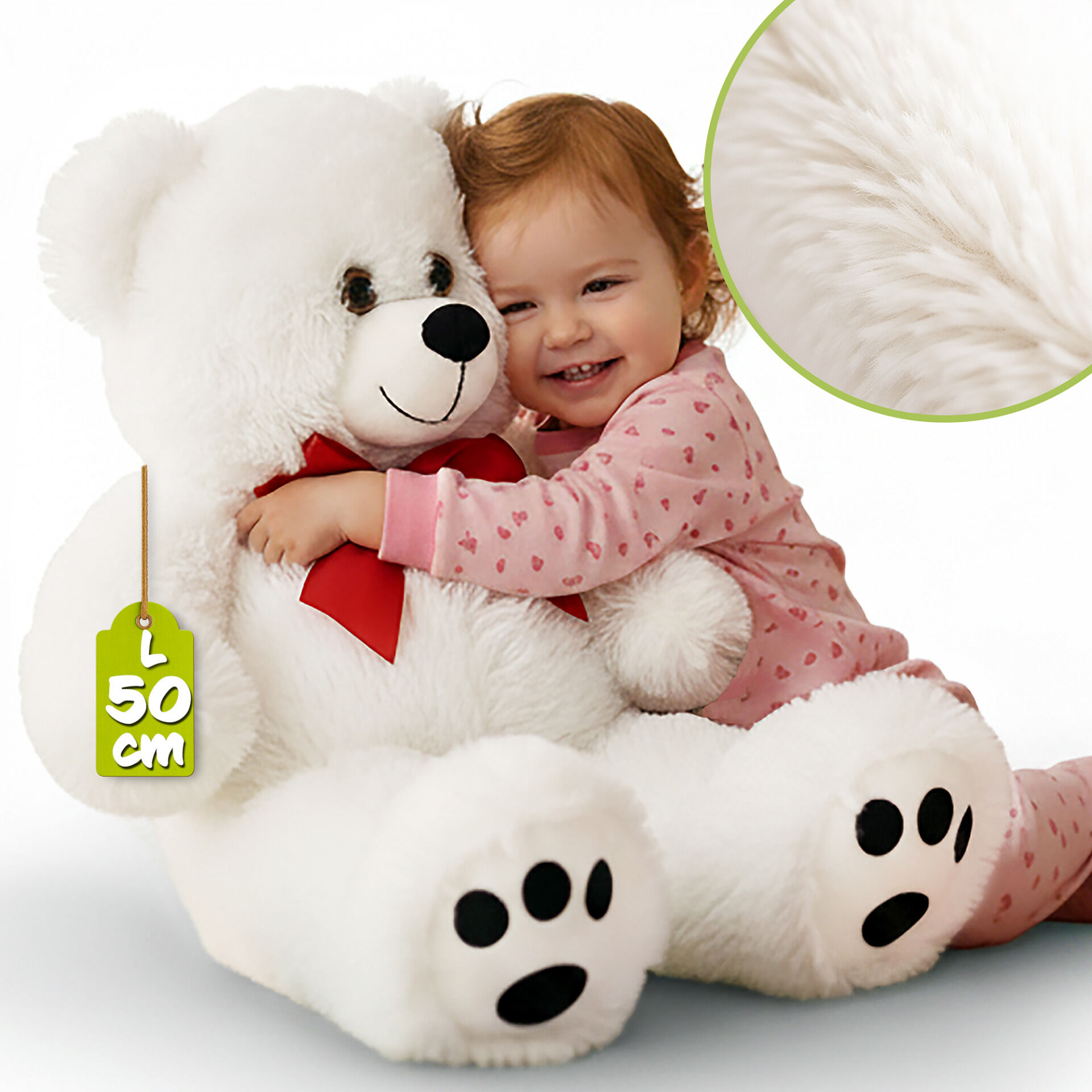 Plüschtier Teddybär L Weiß 50cm