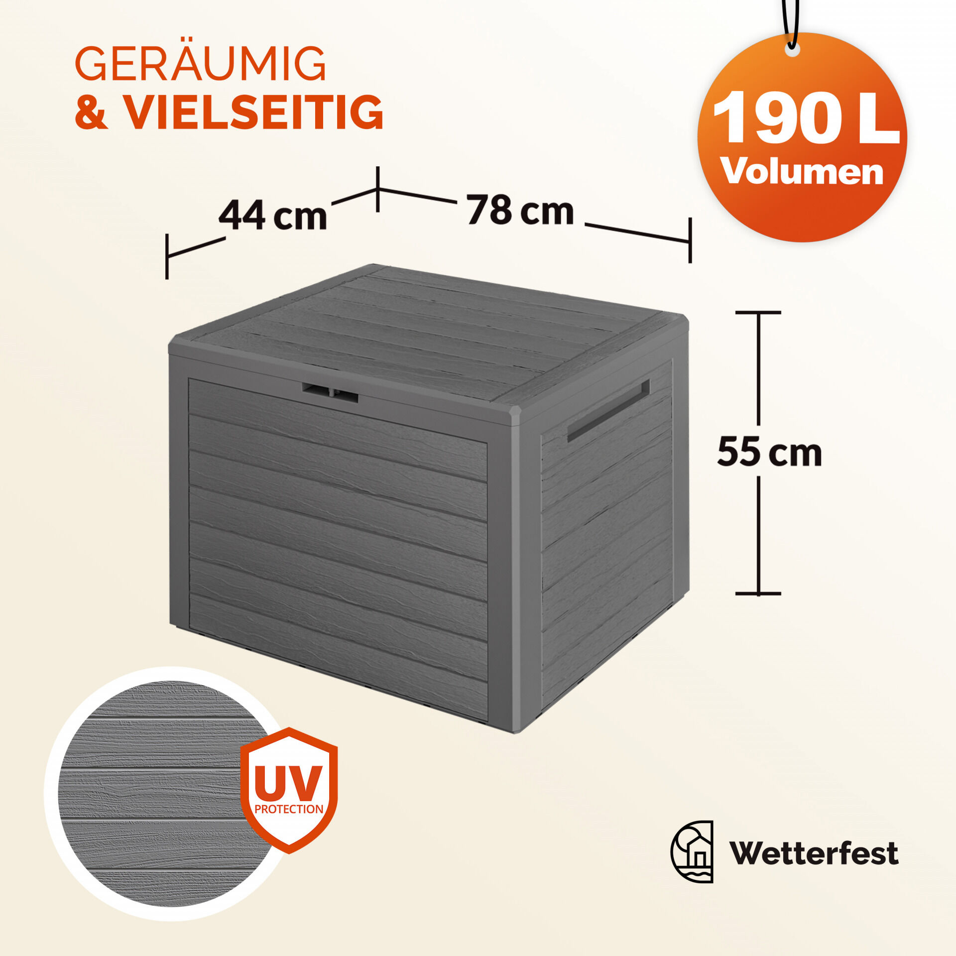 Auflagenbox Lille Grau 190L