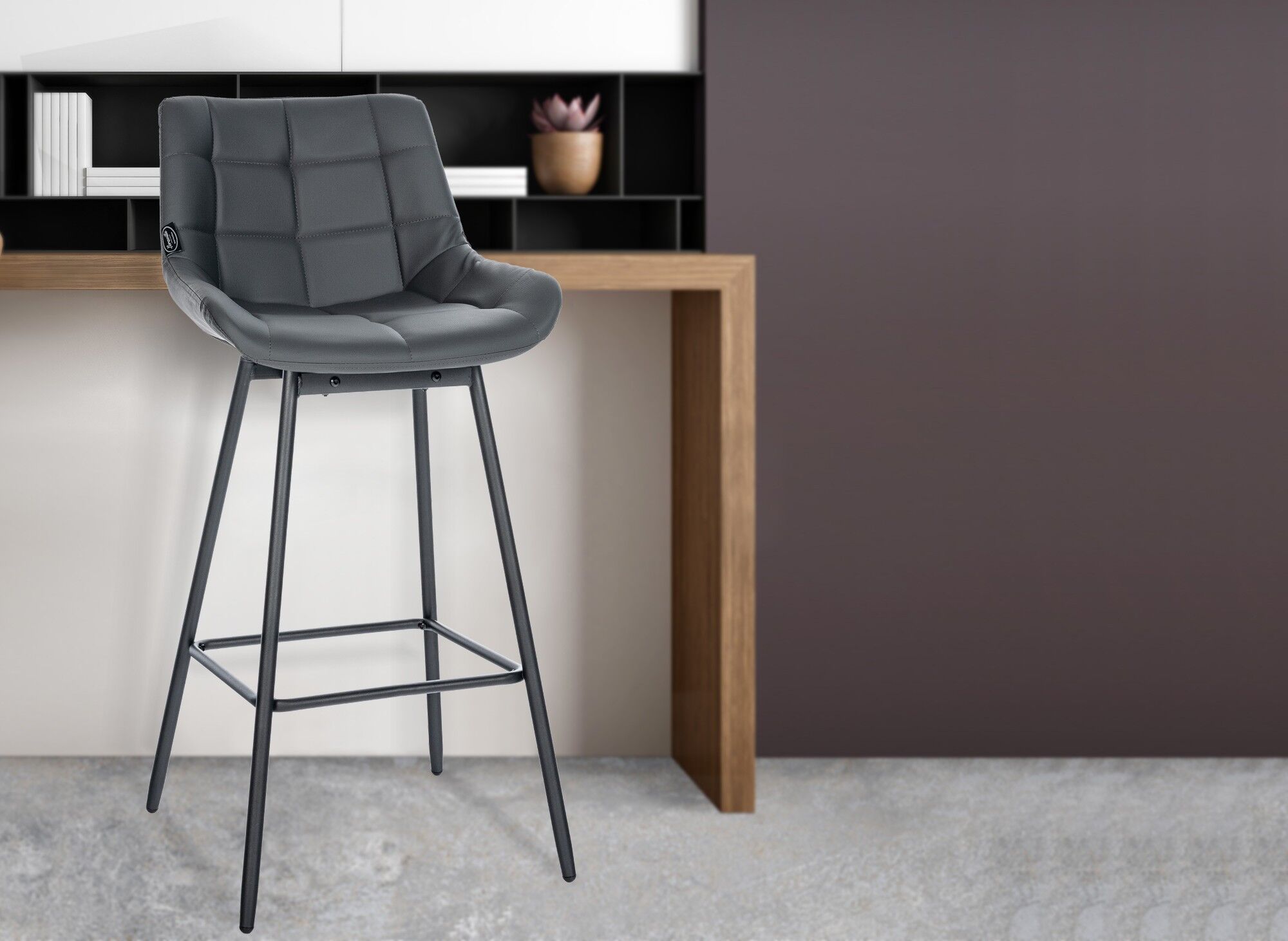 Barhocker Weston Schwenkbar Kunstleder, grau