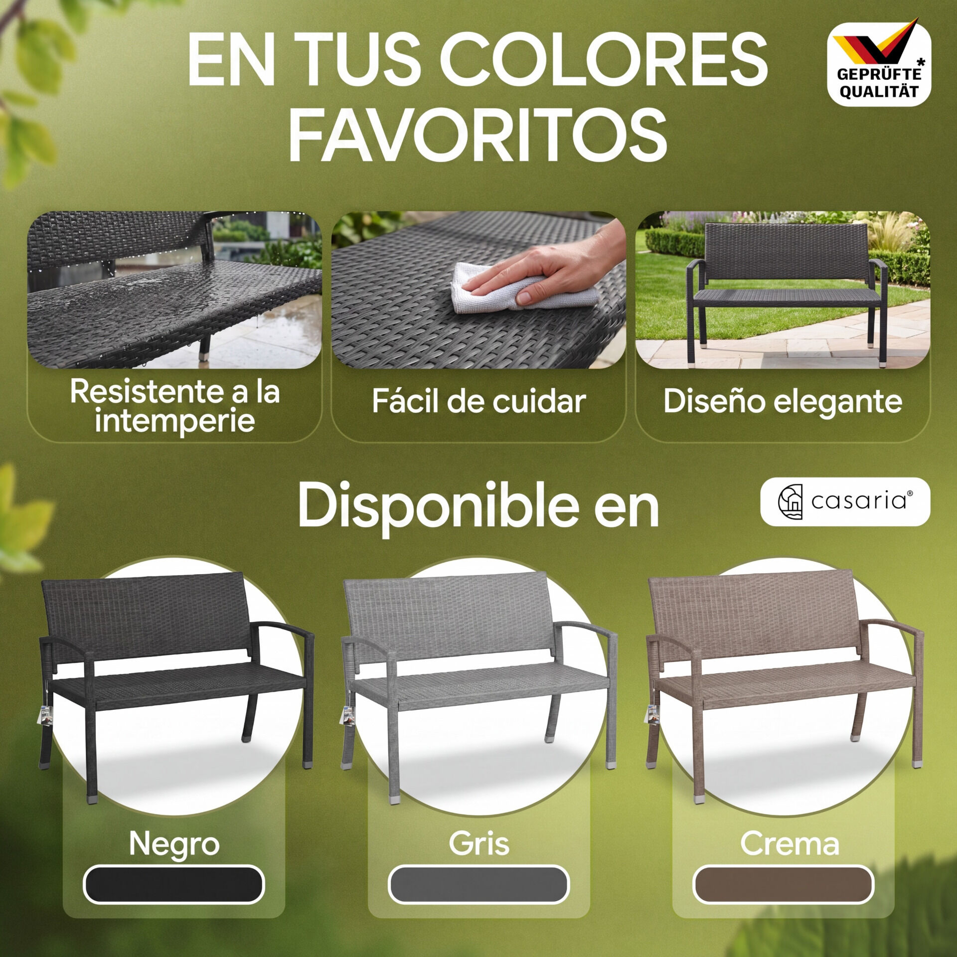 Polyrattan Gartenbank Schwarz 122x58x87cm