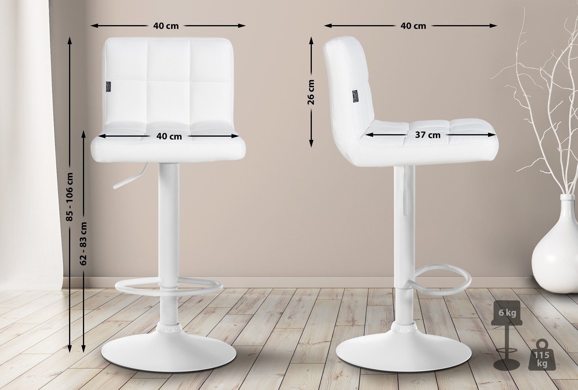 4er Set Barhocker Feni Kunstleder weiß, weiß