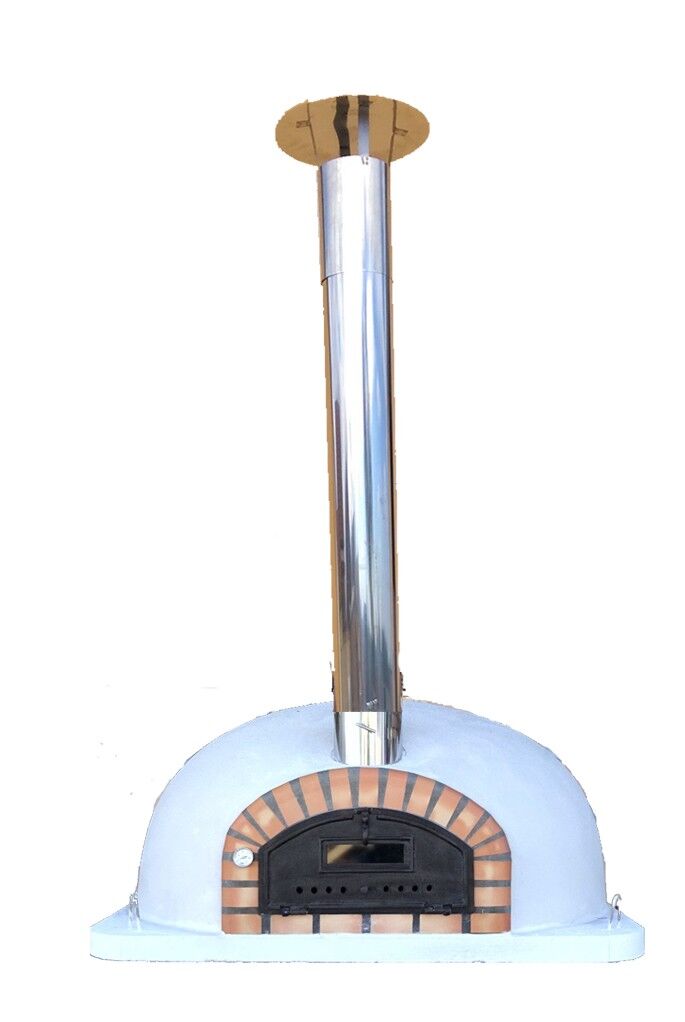 Traditioneller Backofen Pizzaioli AL 100 inkl. Kaminrohr und Regenhut aus Edelstahl, weiß