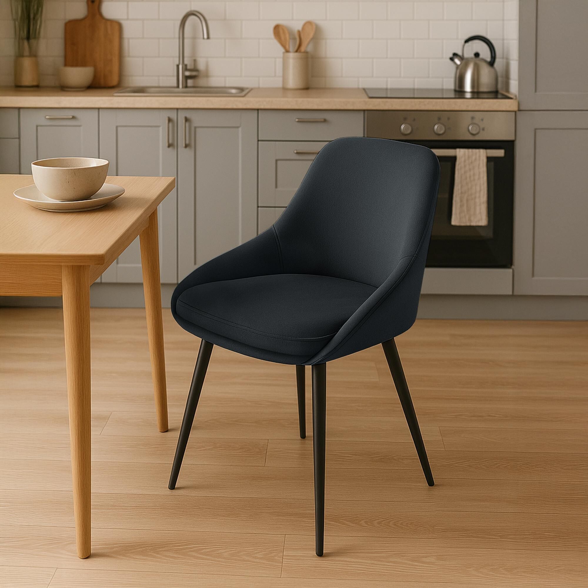 2er Set Esszimmerstuhl Elmira Samt schwarz, schwarz