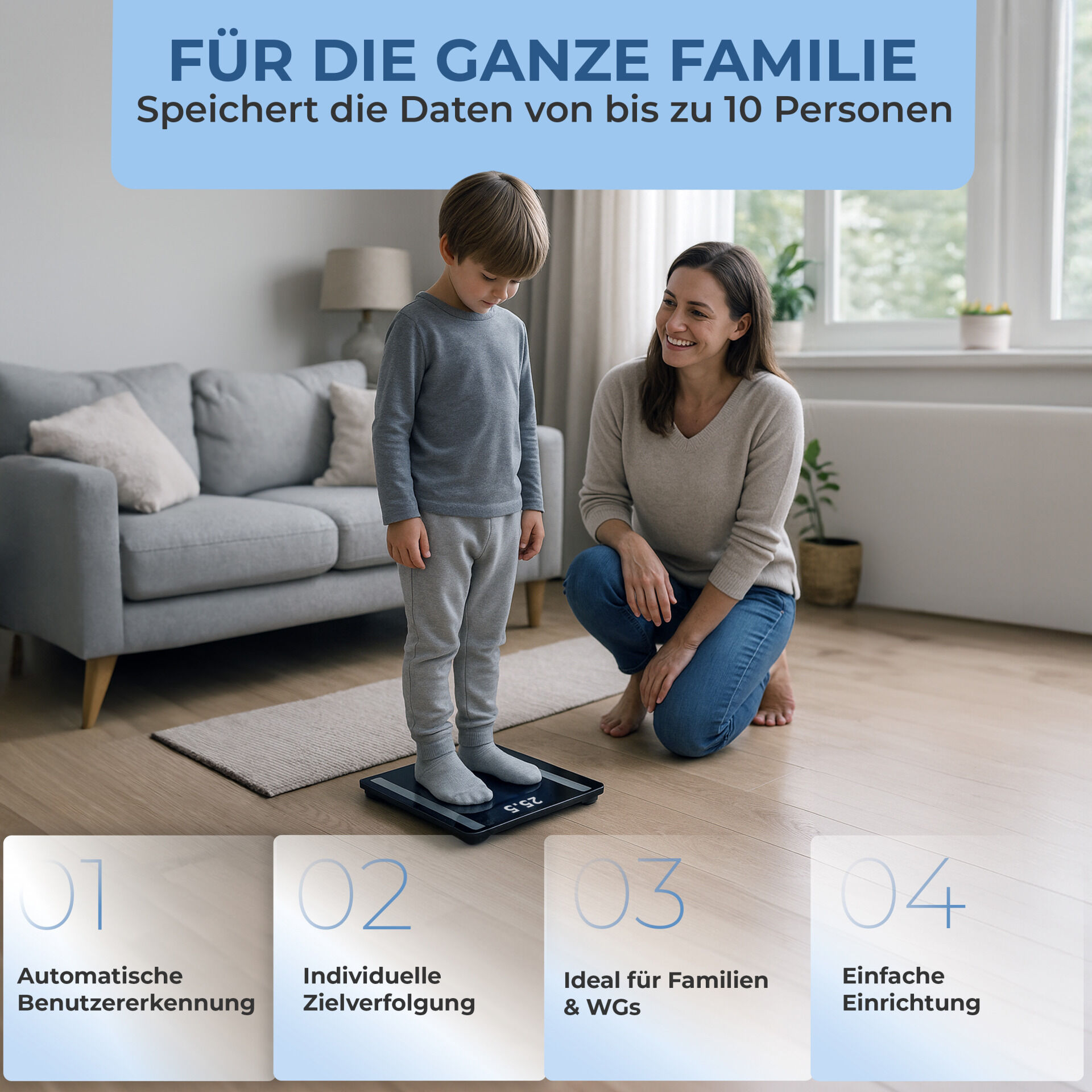 Digitale Personenwaage mit BIA-Sensorsystem schwarz