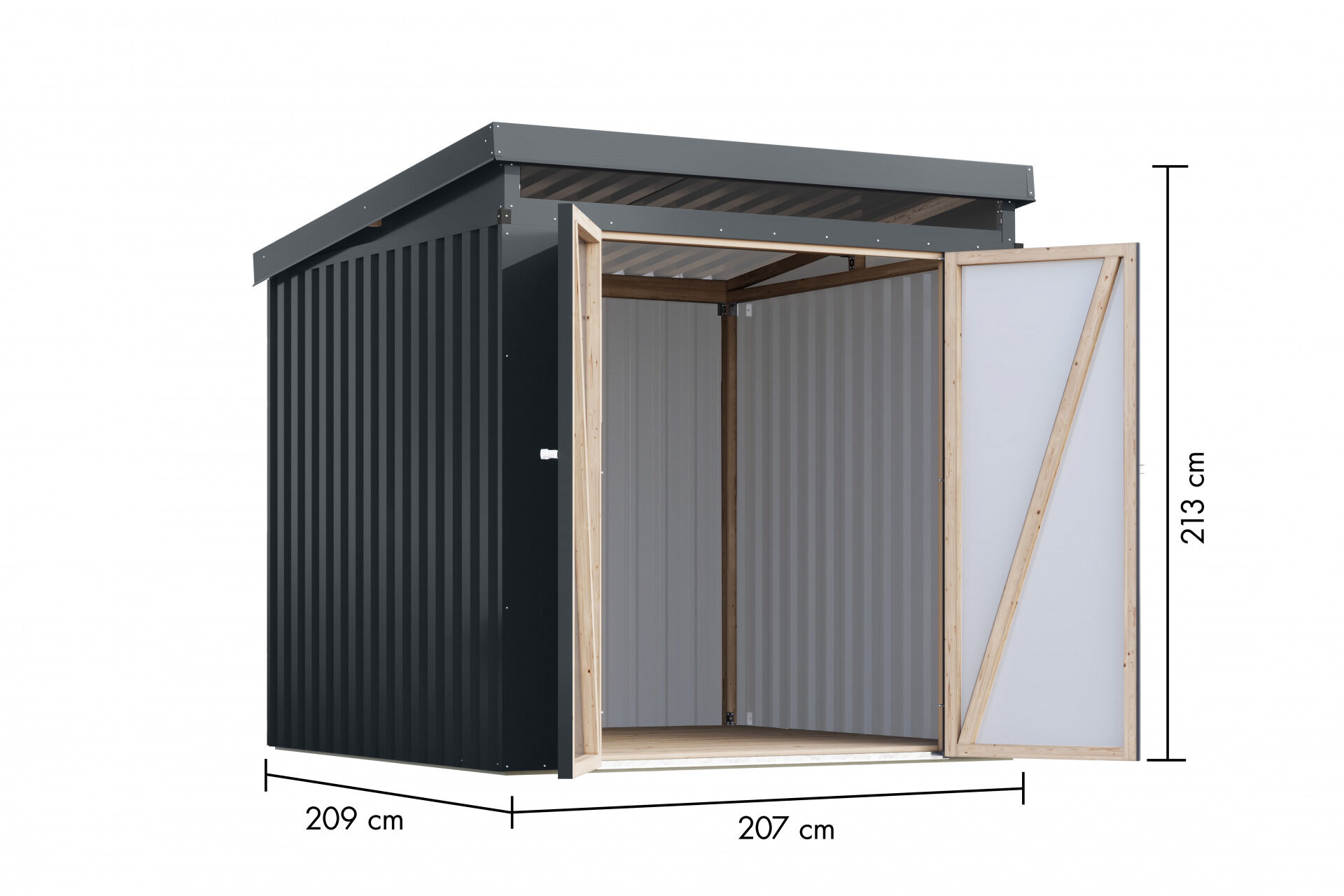 Karibu Pultdach Metall Gartenhaus Iridium 2, graualuminium