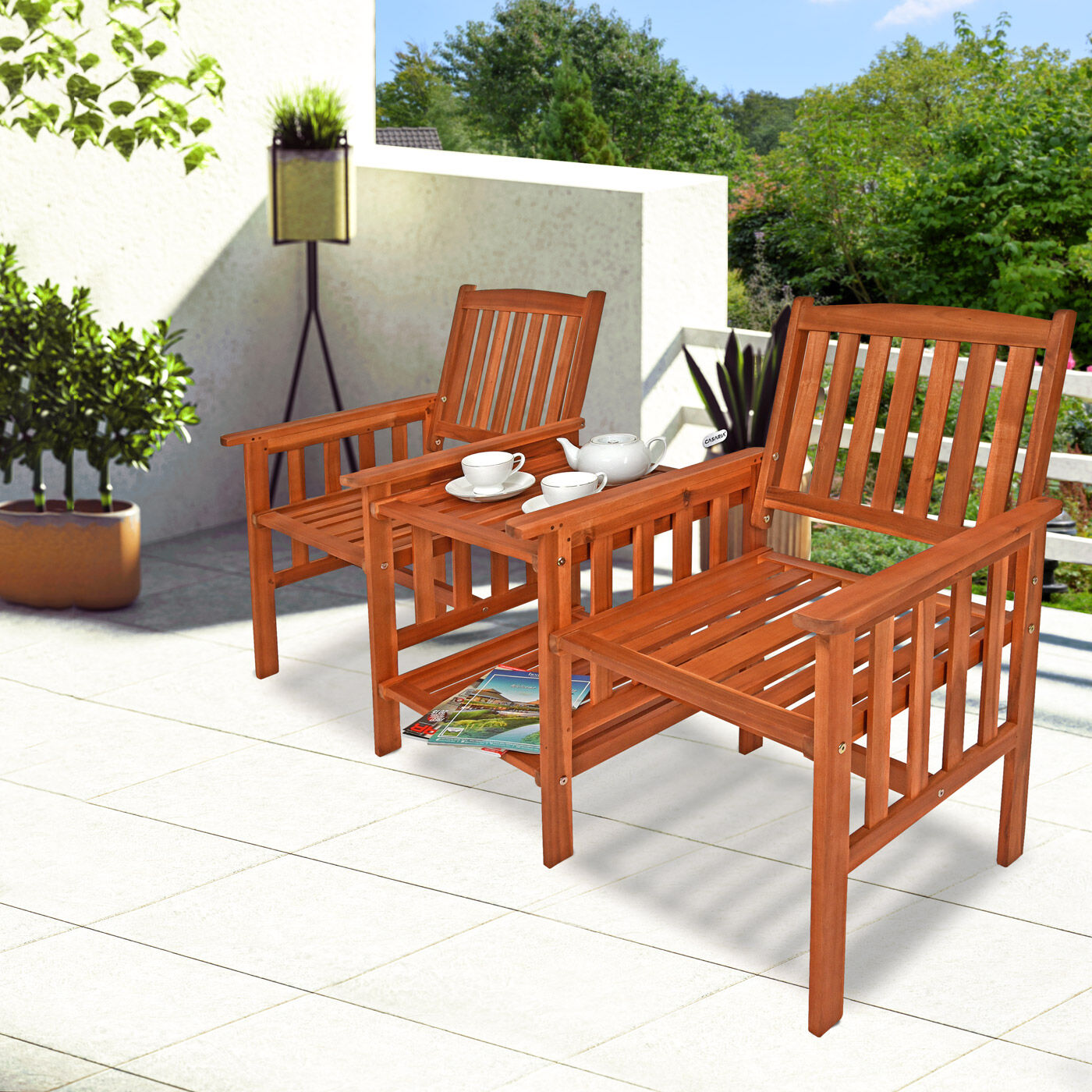 Gartenbank Akazienholz mit Tisch 164x63x91cm