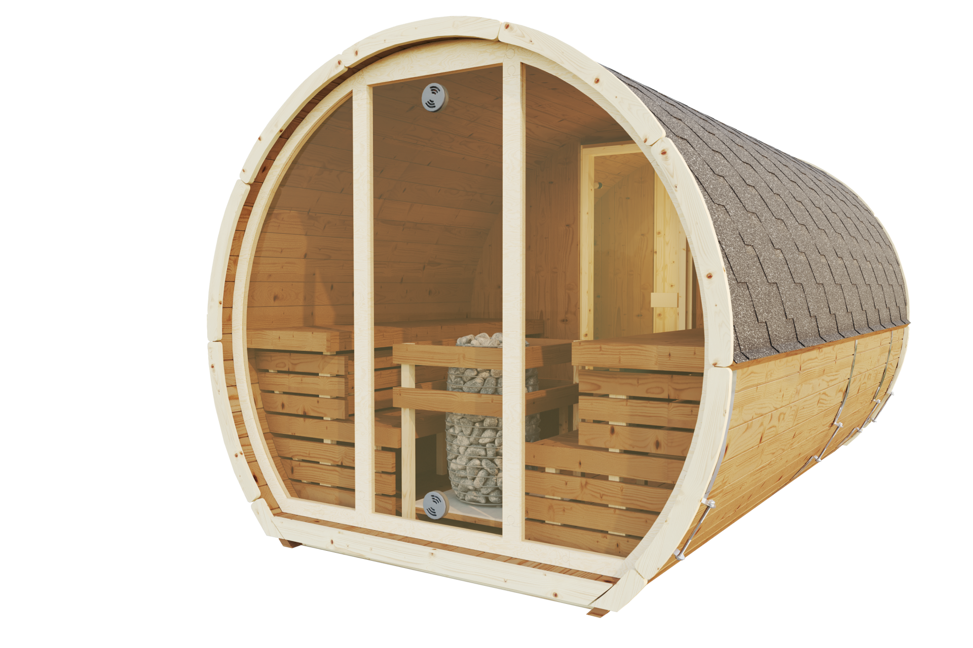 Finn Art Fasssauna Susi Premium 265x400 cm Thermoholz Glasfront