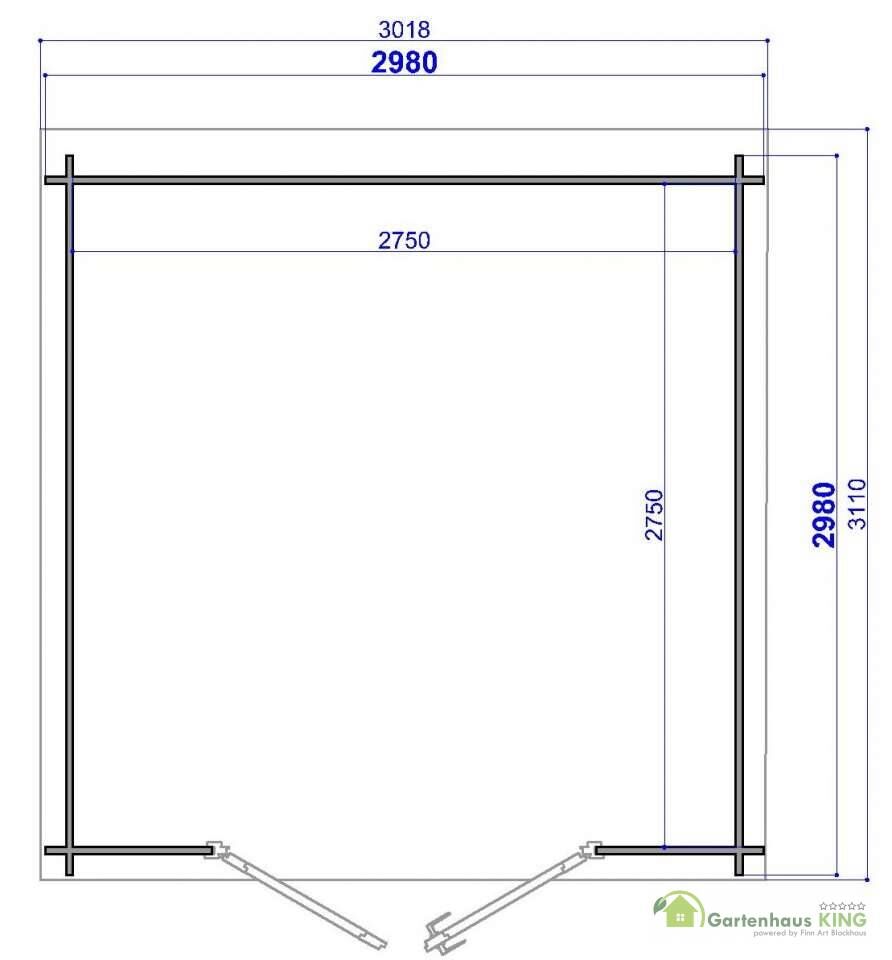 28 mm Flachdach Gartenhaus Funny 2 Grundriss 28235