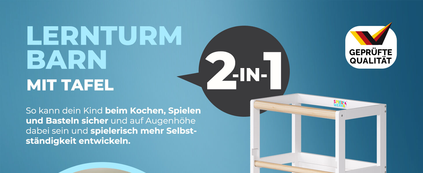 Lernturm Barn Weiß/Natur Kiefernholz 93x51x50cm