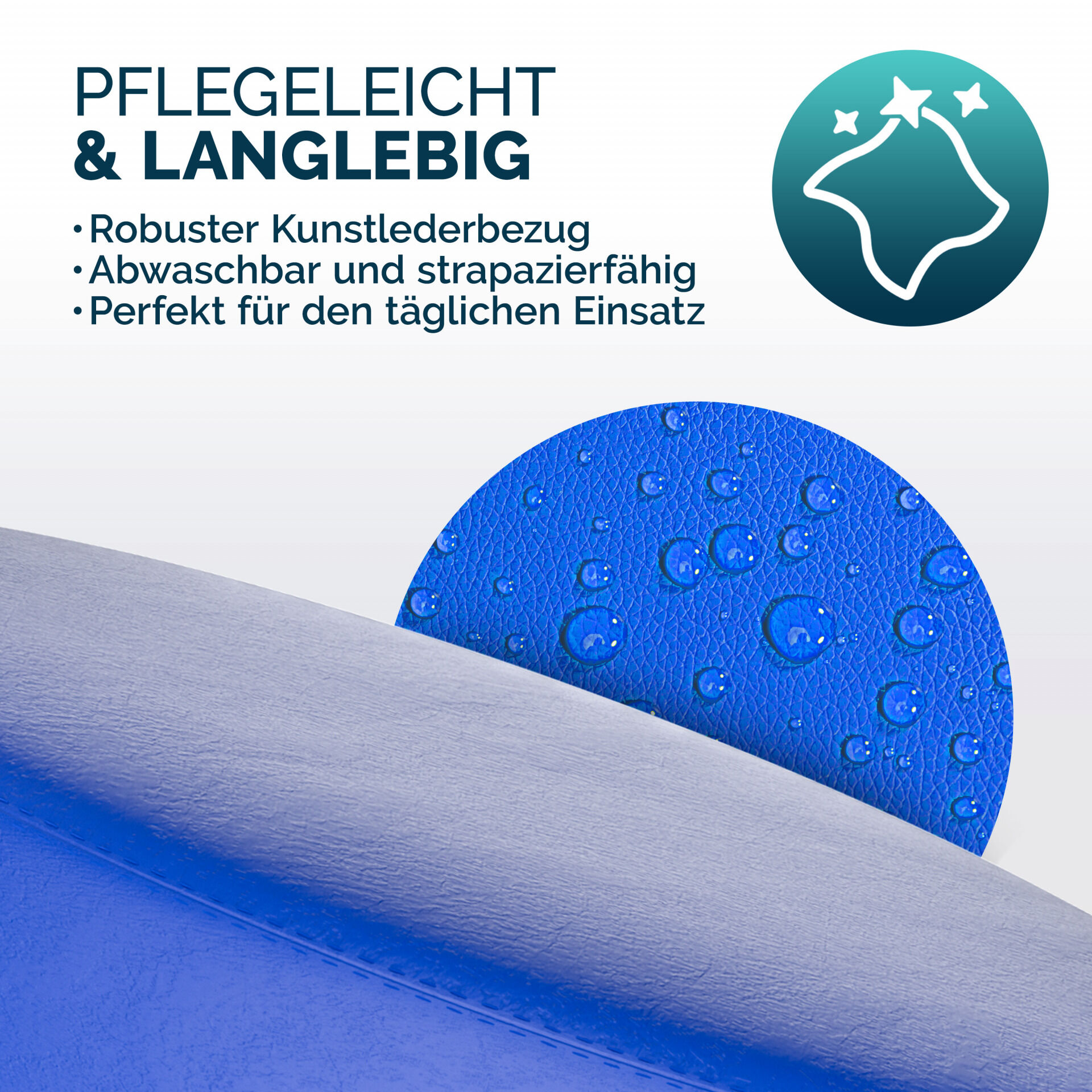 Rollhocker Kunstleder Blau 360° drehbar