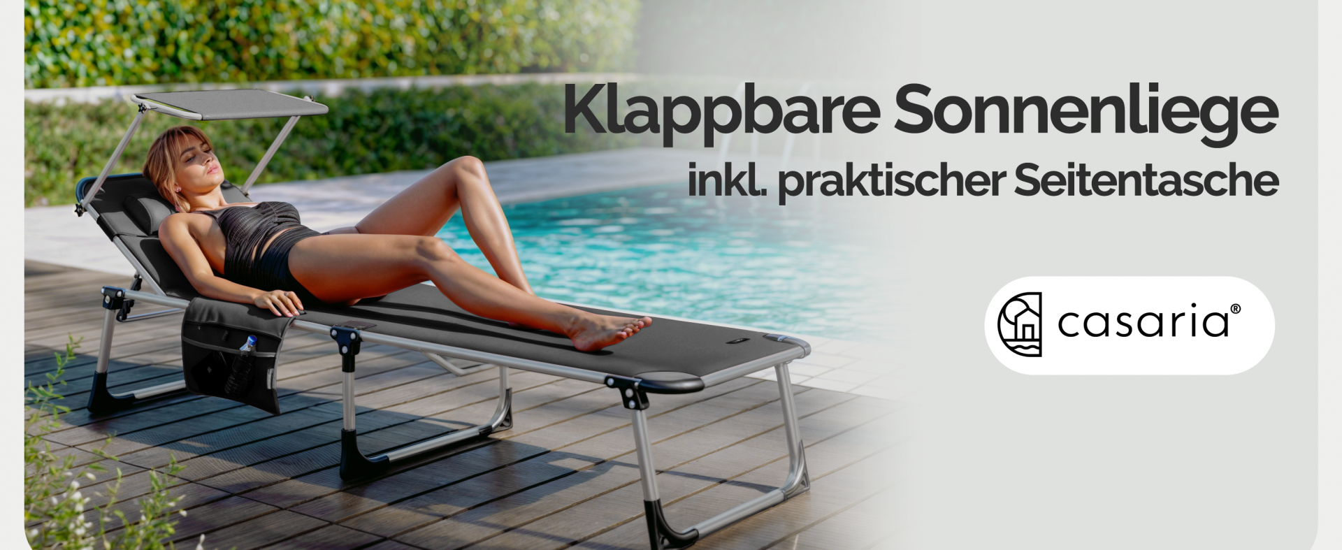 Gartenliege Malta Anthrazit 210x61x35cm Alu Sonnendach