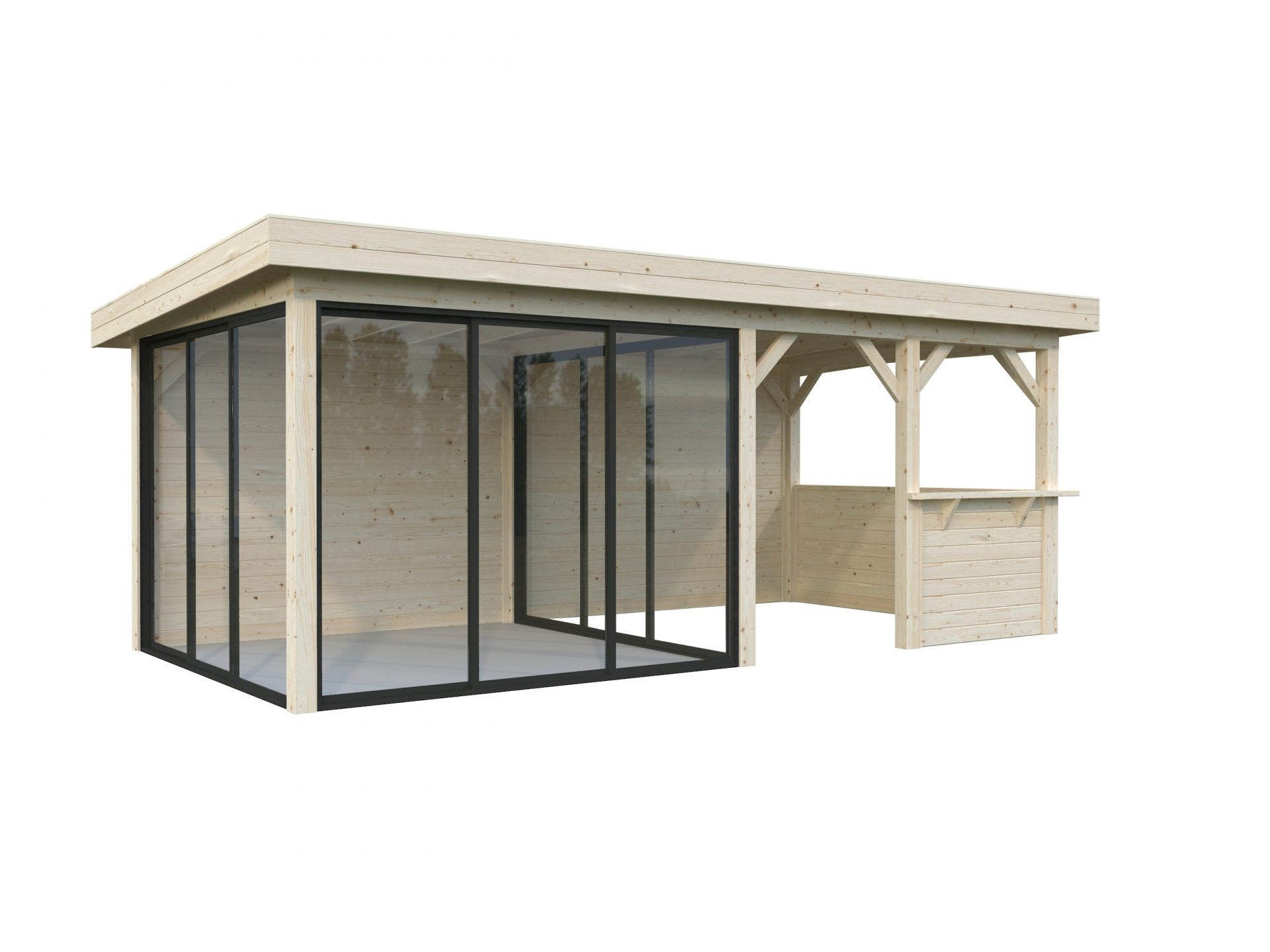 Palmako modernes Gartenhaus Lenna 16,6 m2 Set 408 Slide