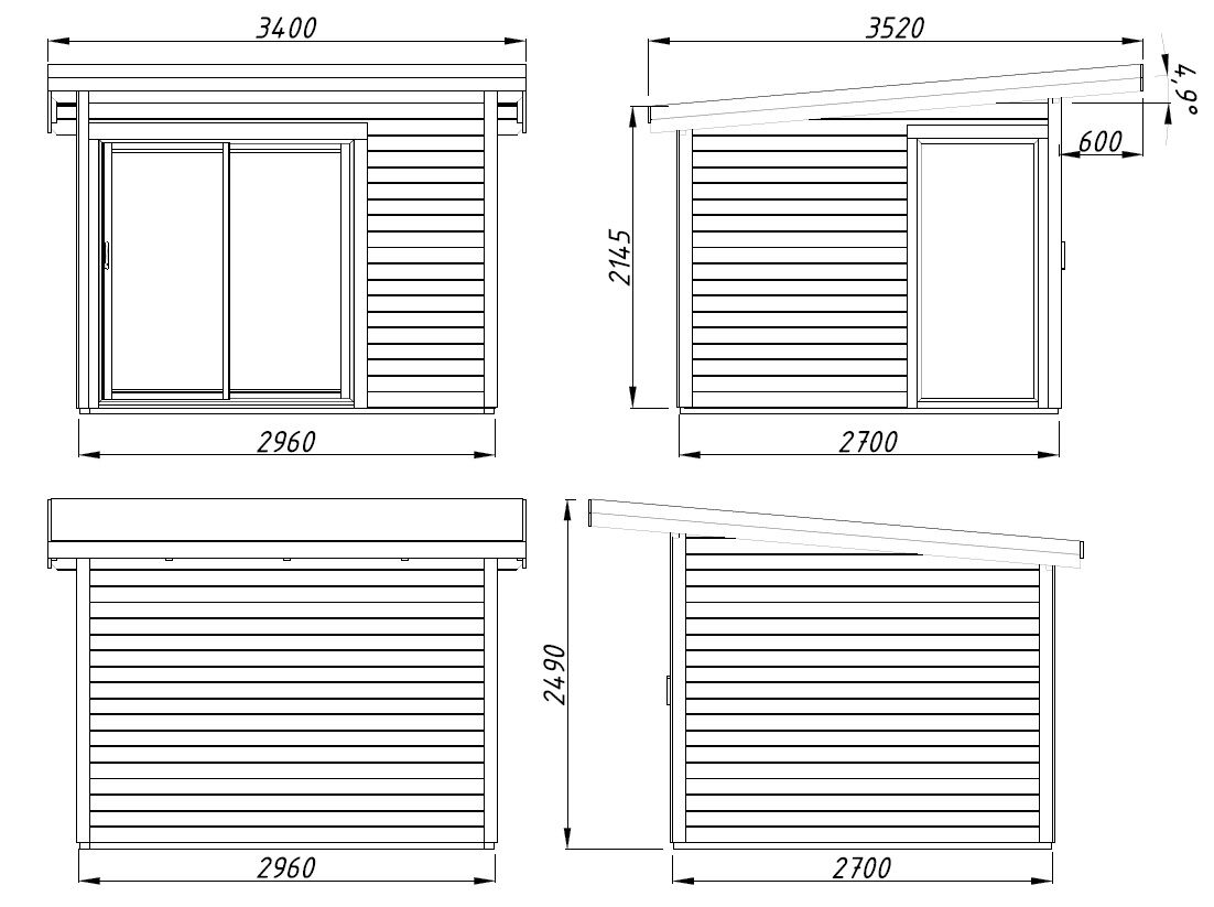 Palmako Pultdach Gartenhaus Andrea 7,5 m2 Slide Plus