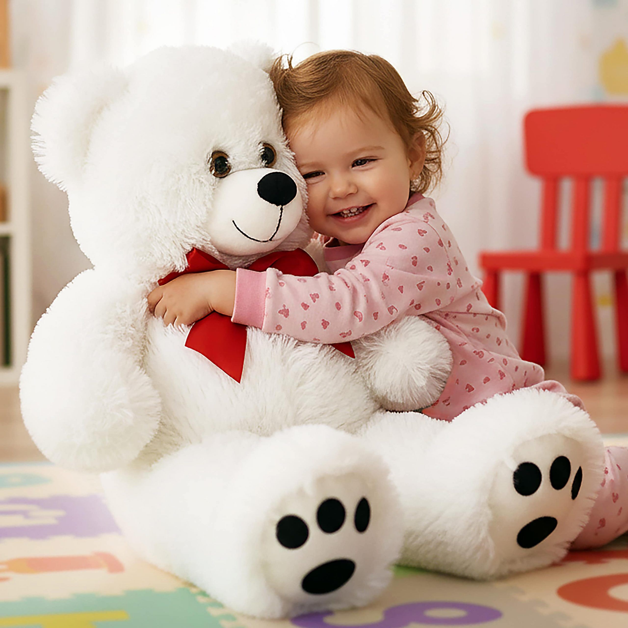 Plüschtier Teddybär L Weiß 50cm