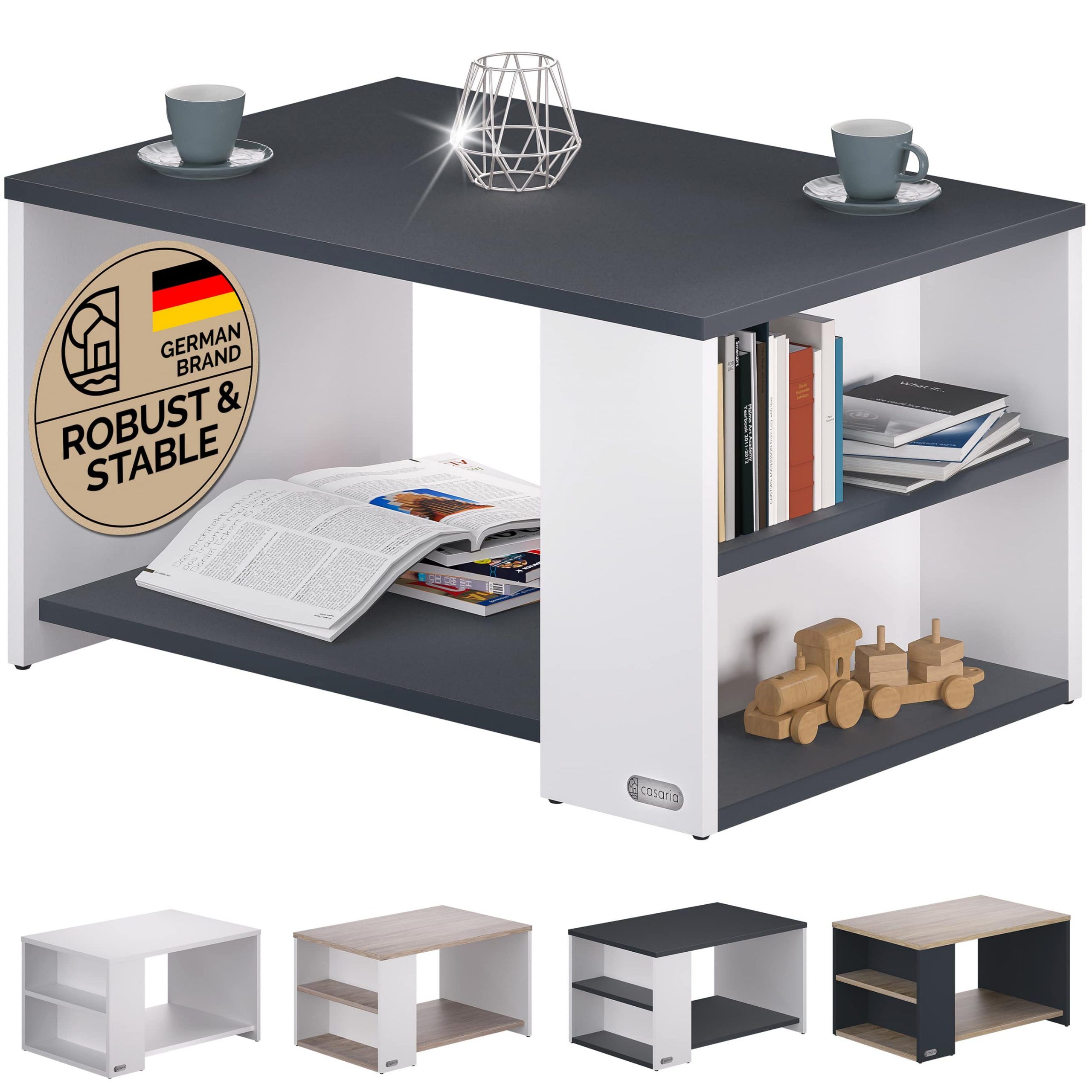 662521 Couchtisch Santa Cruz Weiß/Anthrazit 90x60x50cm