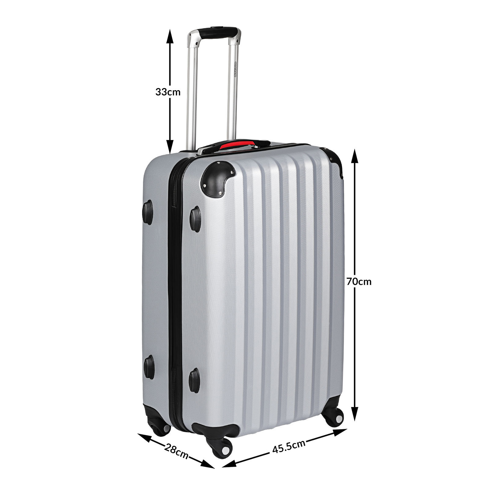 Hartschalenkoffer XL Rollen 360º Reisekoffer 90L Silber ABS
