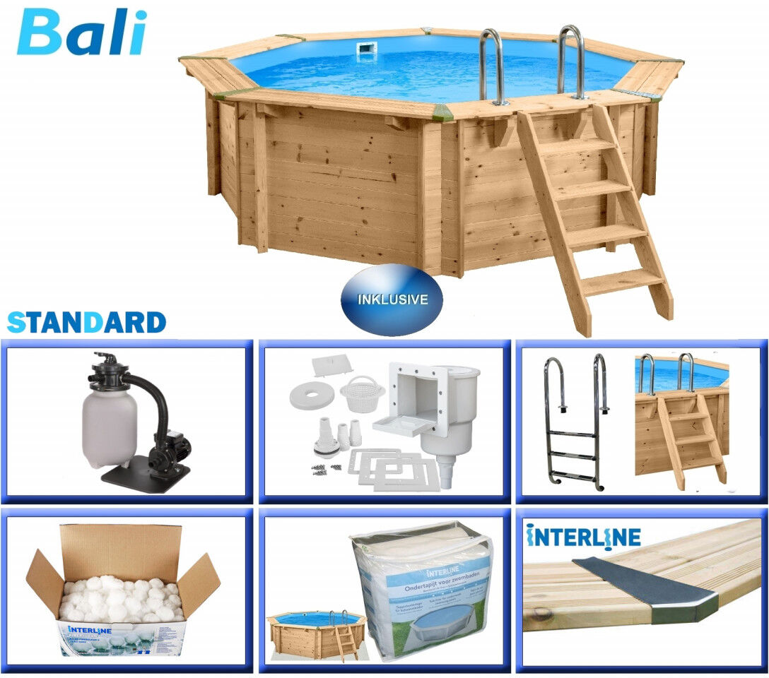 Interline Holzpool Bali Ø 355x116 cm, Basic Set