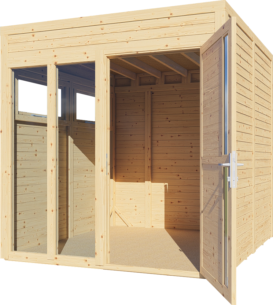 Gartenhaus Holz Cubus 2 Office naturbelassen 223 x 230 cm