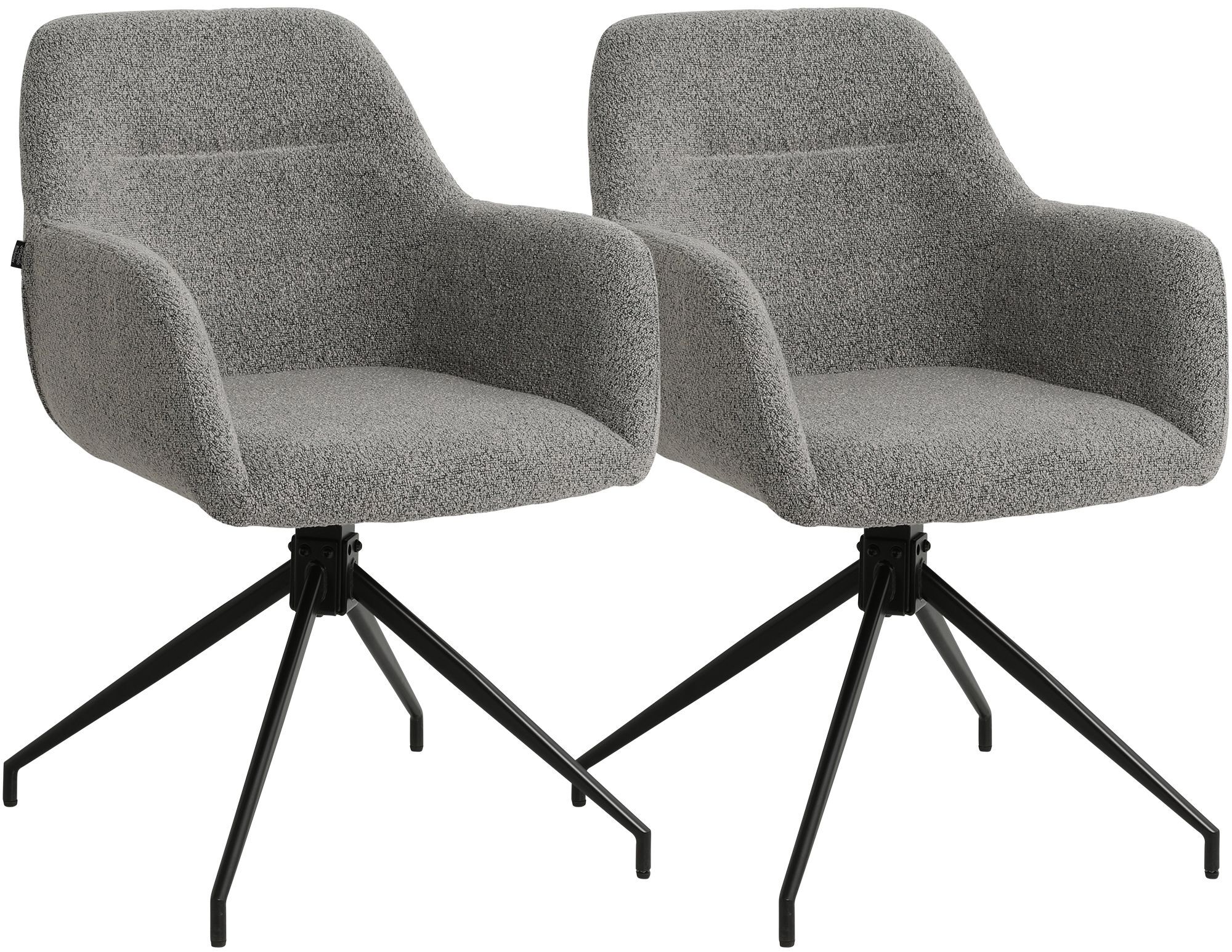 2er Set Esszimmerstuhl Merlinda Stoff Teddy, grau