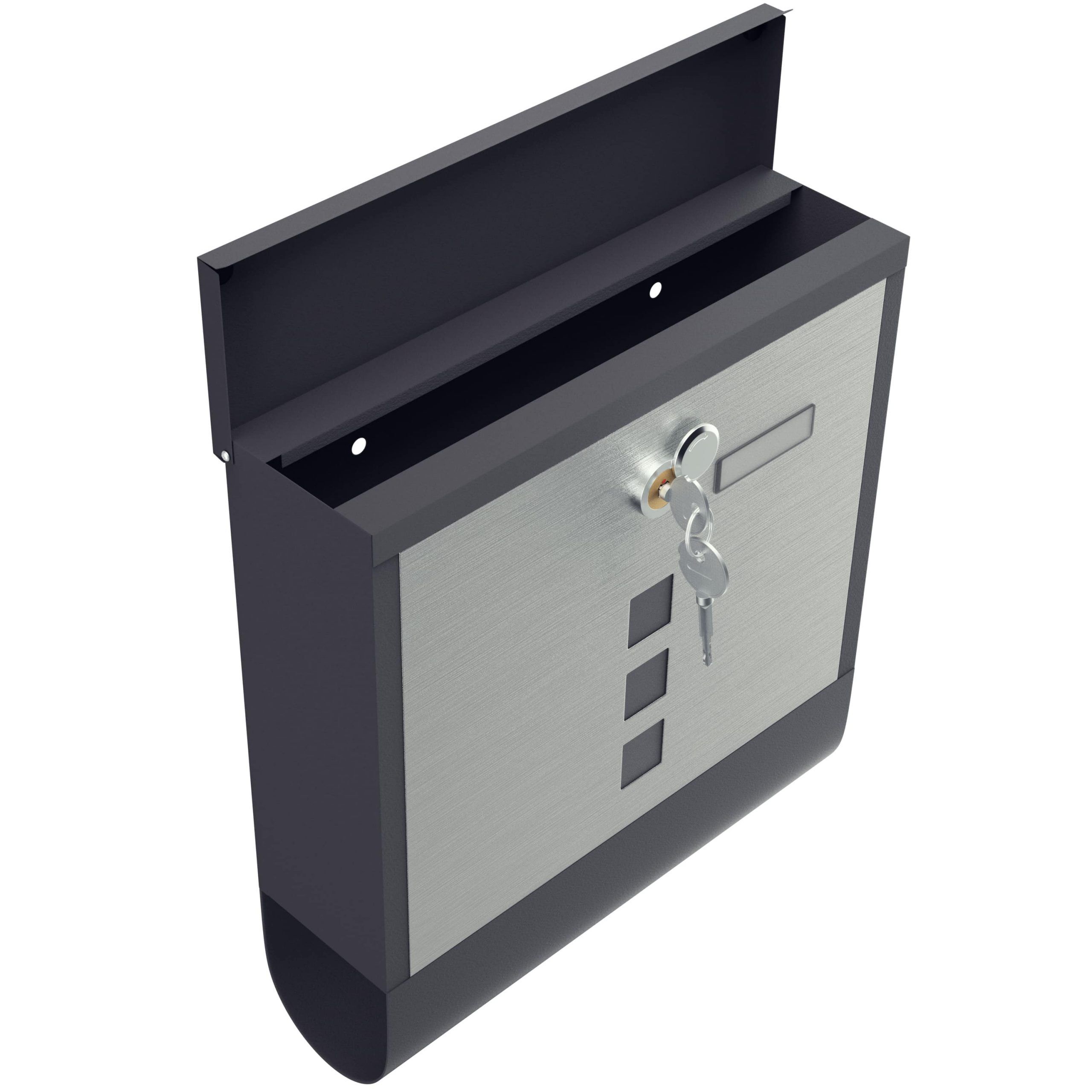 Briefkasten Schwarz/Silber Stahl 30,5x10x33,5cm