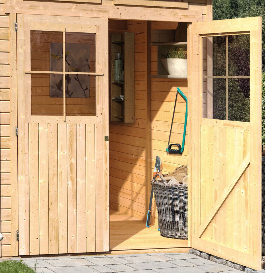 Karibu Pultdach Gartenhaus Glücksburg 4 natur