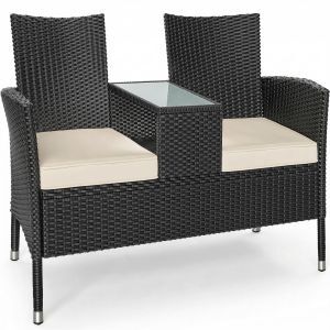 Polyrattan Kino Bank Schwarz 145x58x87cm